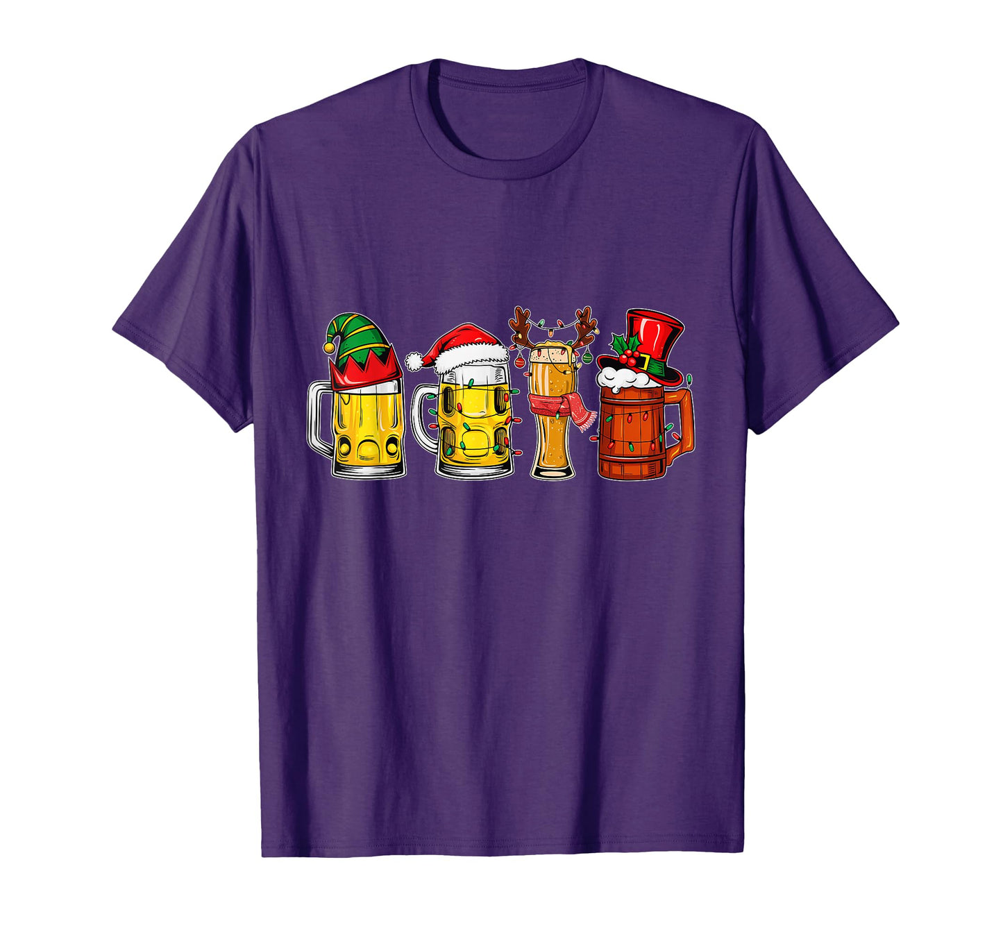 Funny Drinking Christmas Santa Beer Christmas Lights T-Shirt