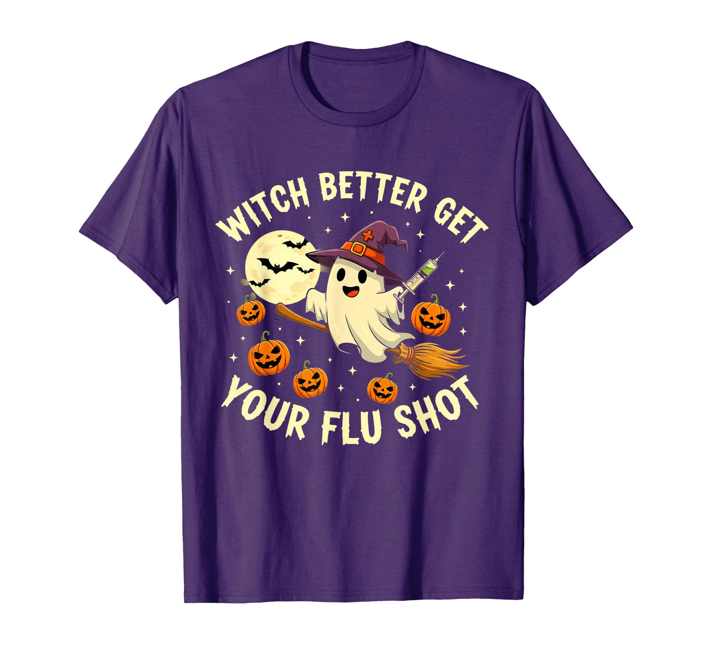 Halloween Witch Ghost Flu Shot Funny Nurse Vaccination Spook T-Shirt