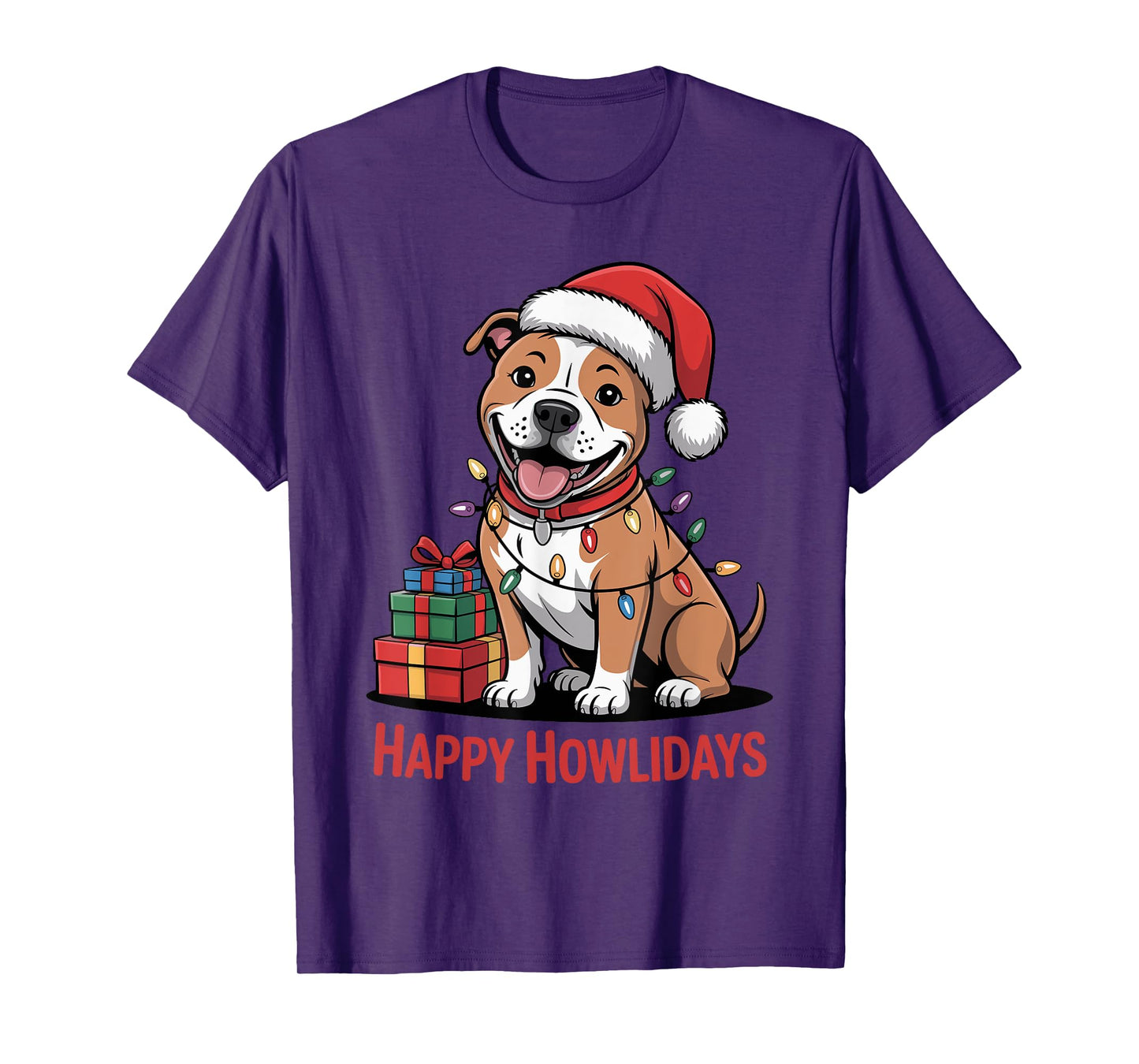 Cute Pitbull Christmas Design Funny Pittie Dog Lover Holiday T-Shirt