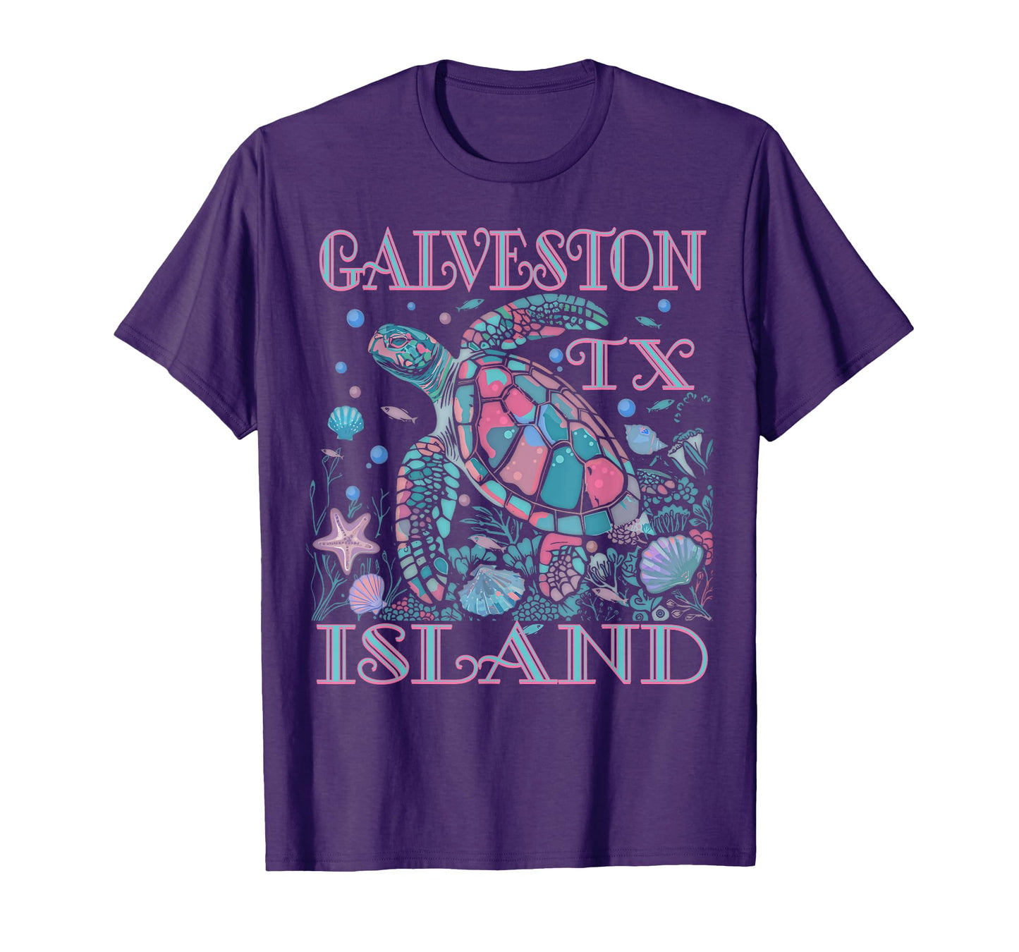GALVESTON ISLAND TX TURTLE LOVER COLORFUL BEACH SOUVENIR T-Shirt