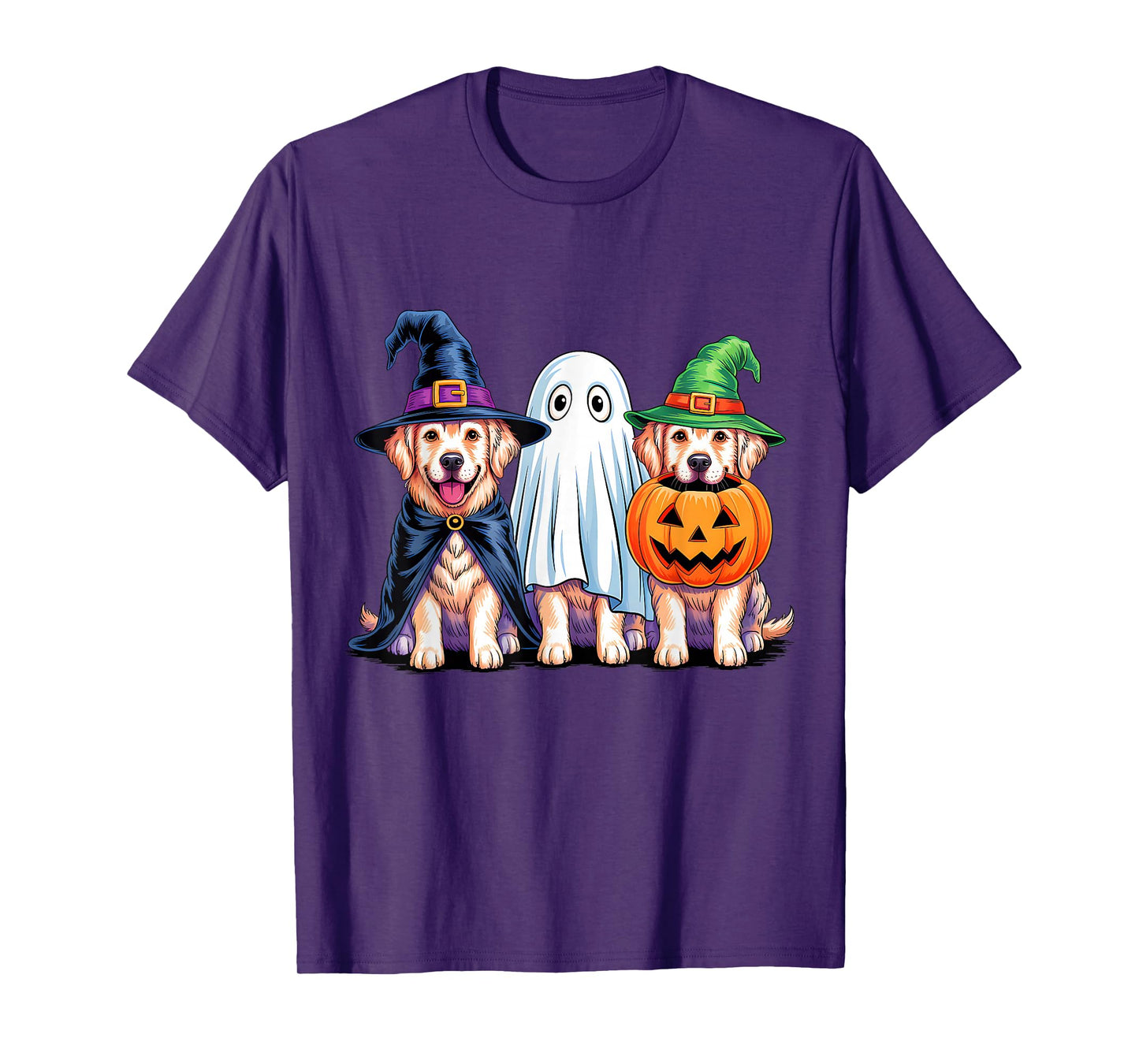 Golden Retriever Halloween Funny Dog Lover Pumpkin Witch T-Shirt