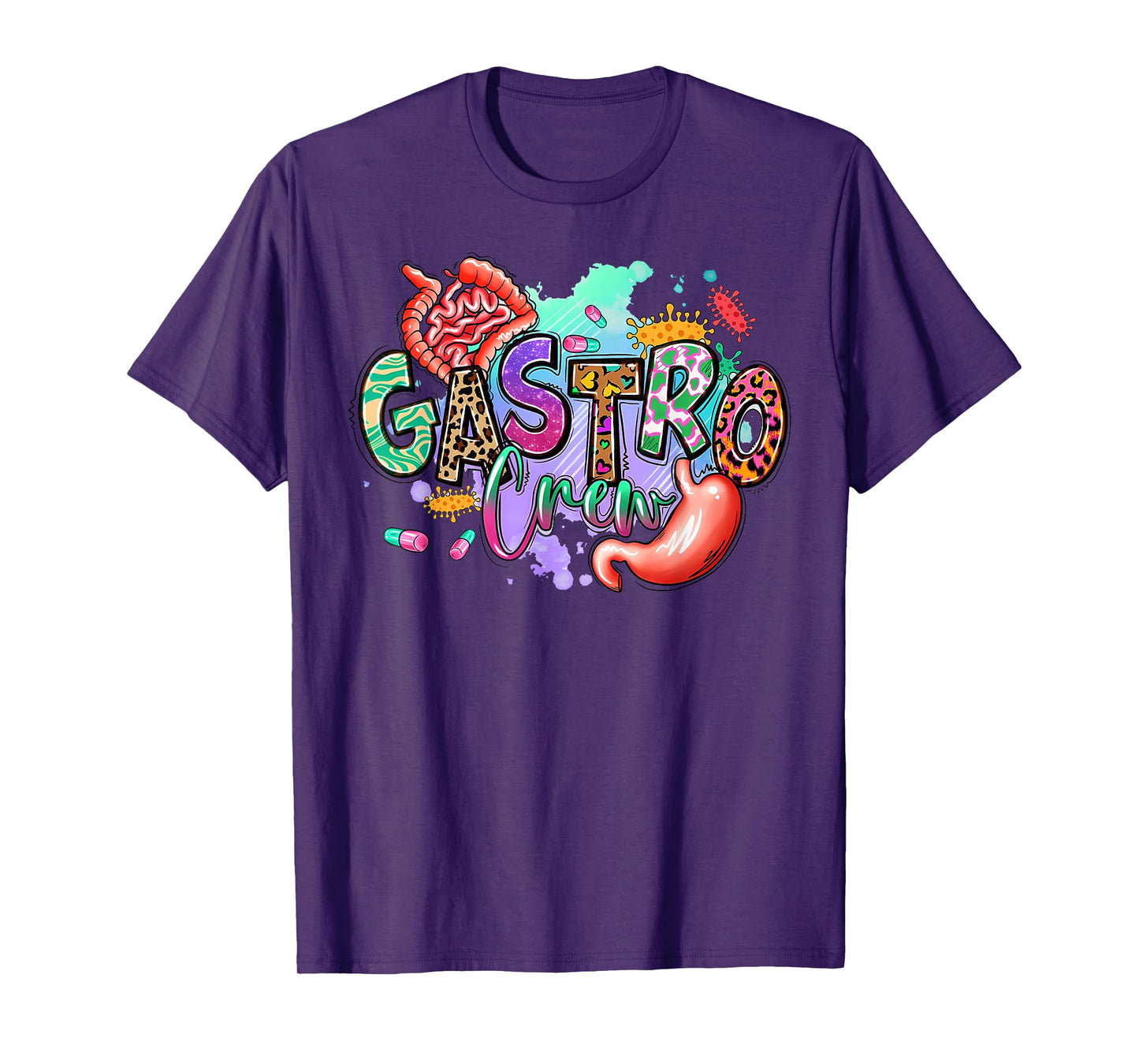 Leopard Gastro Crew Vintage Gastroenterology Nurse T-Shirt