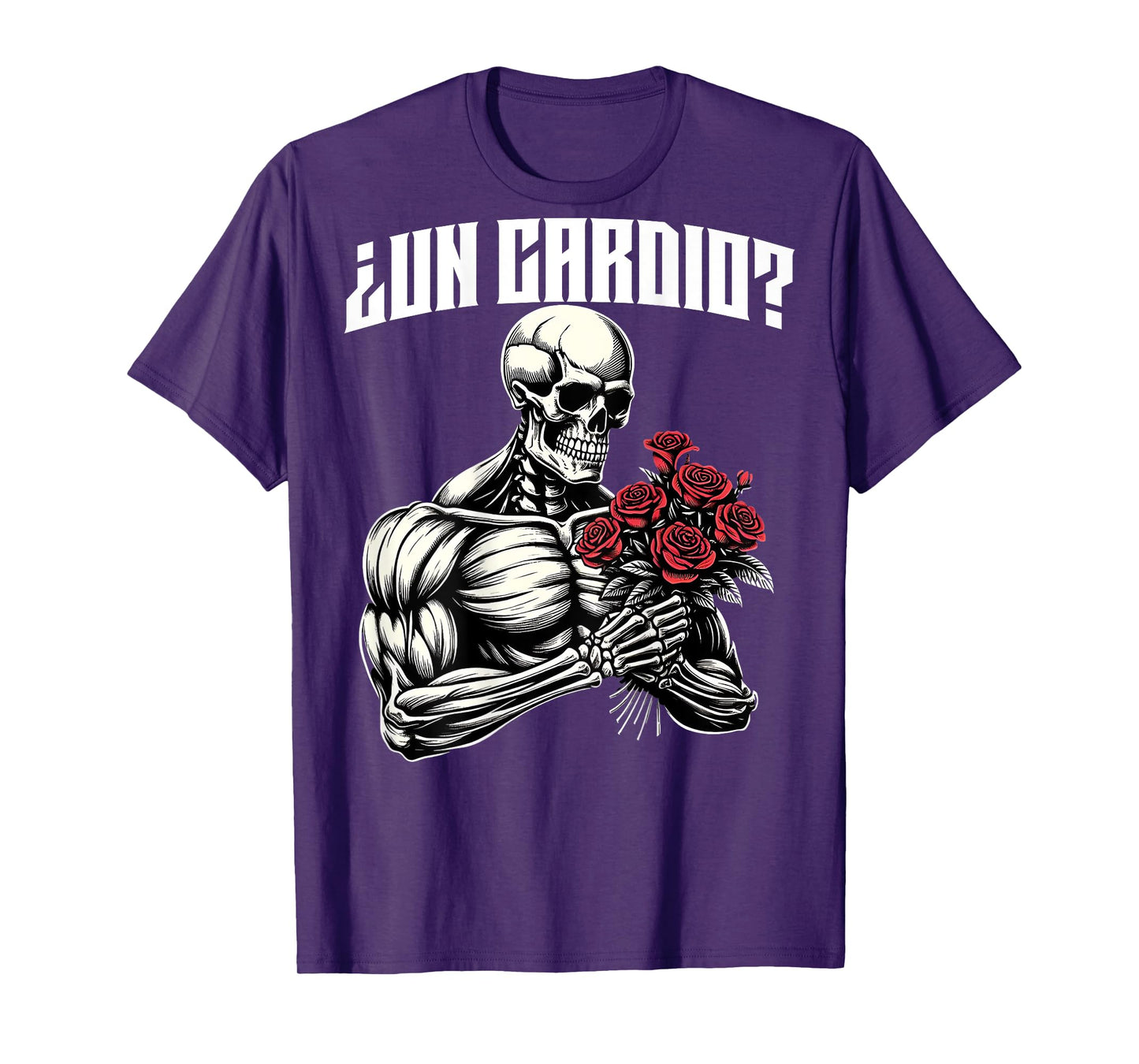 Un cardio? Espalda. Calaca con flores rosas, calacas gym T-Shirt