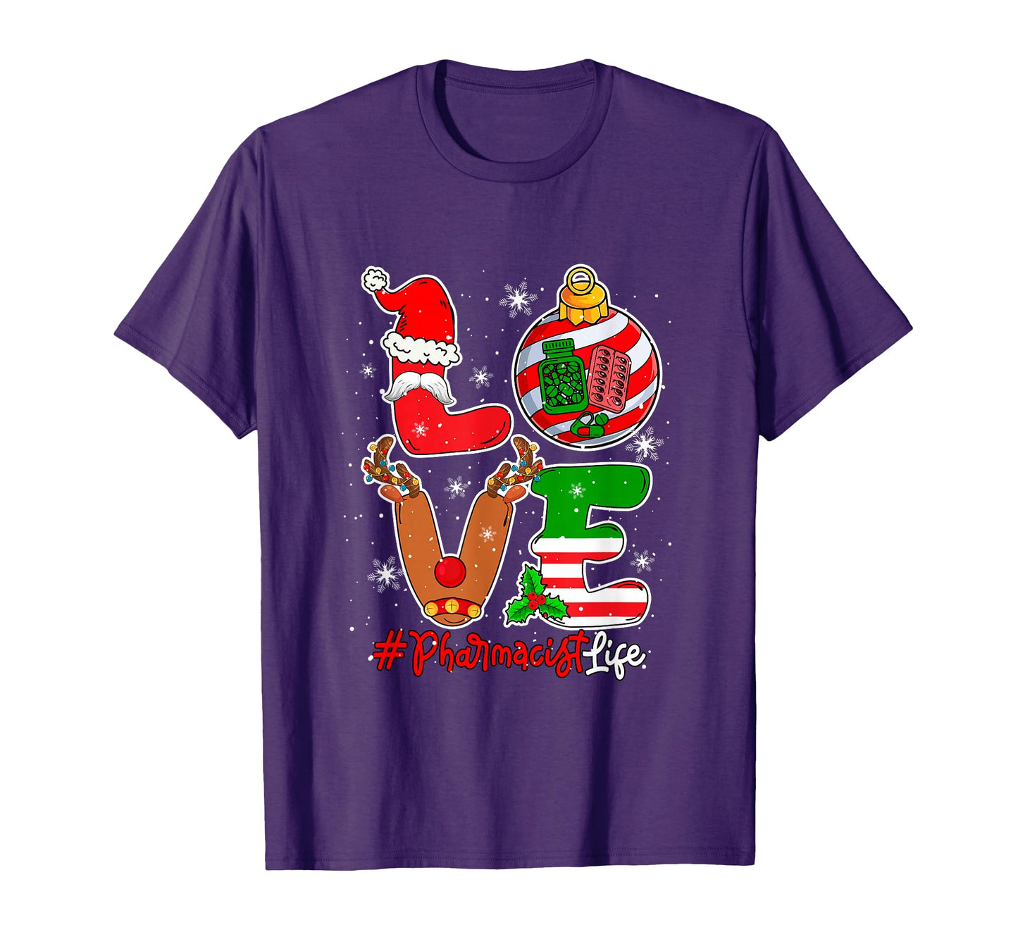 Love Pharmacist Christmas Santa Reindeer Costume Job Team T-Shirt