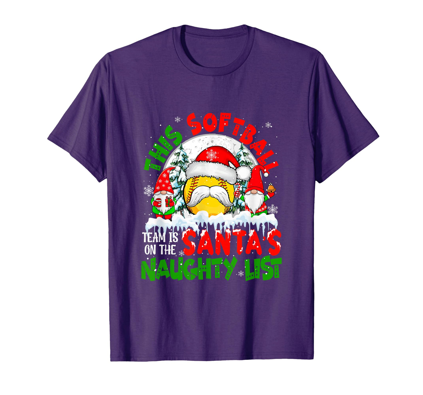 Softball Team is On Santa's Xmas Naughty List Funny Players T-Shirt