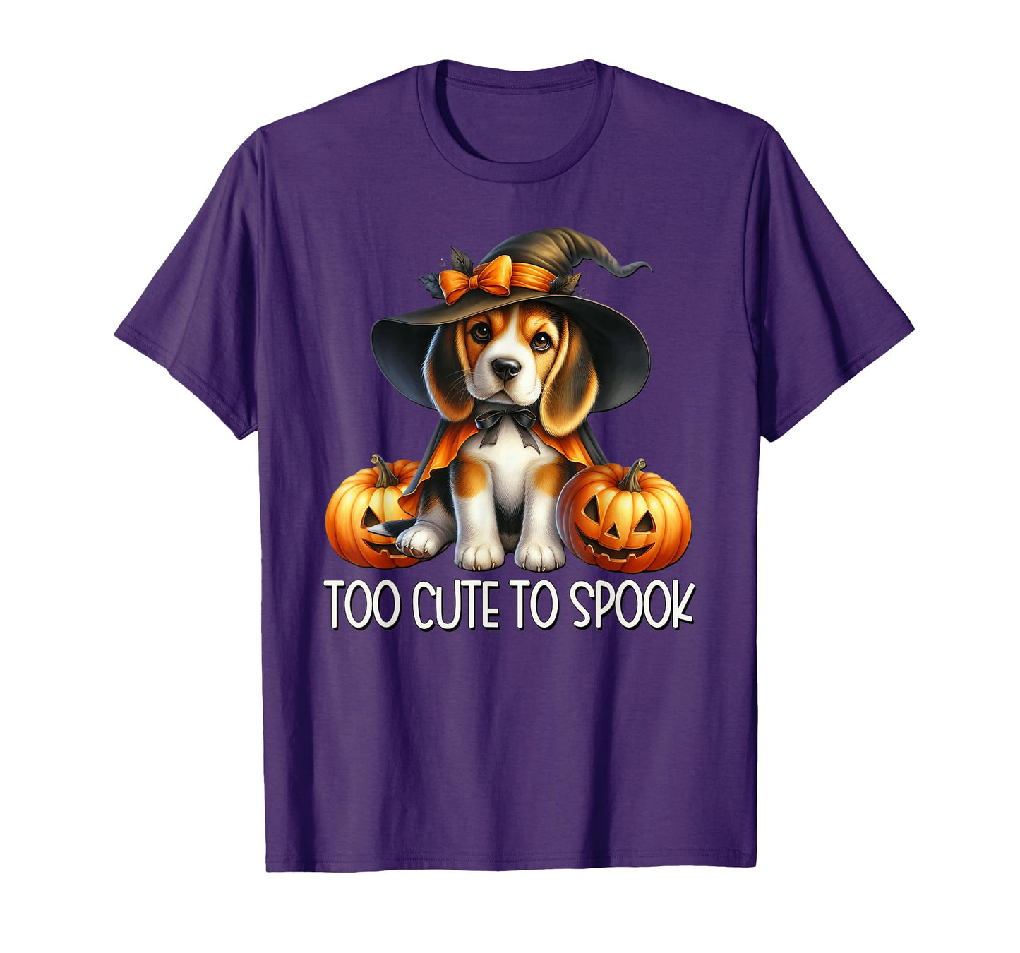 Too Cute to Spook Graphic for Witch Mom Halloween Beagle T-Shirt
