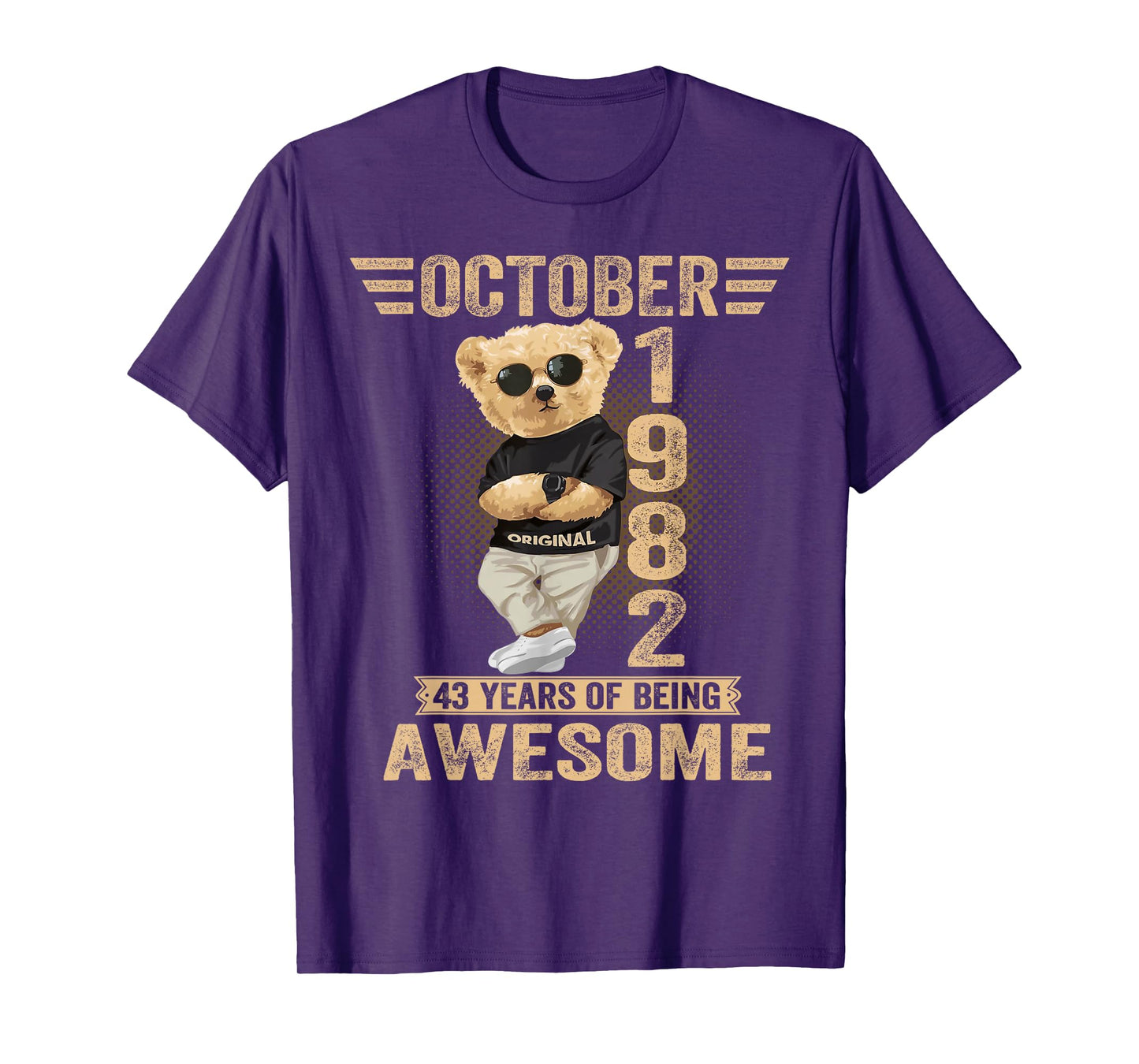 October 43rd Birthday Men Women 1982 Awesome Teddy Bear T-Shirt
