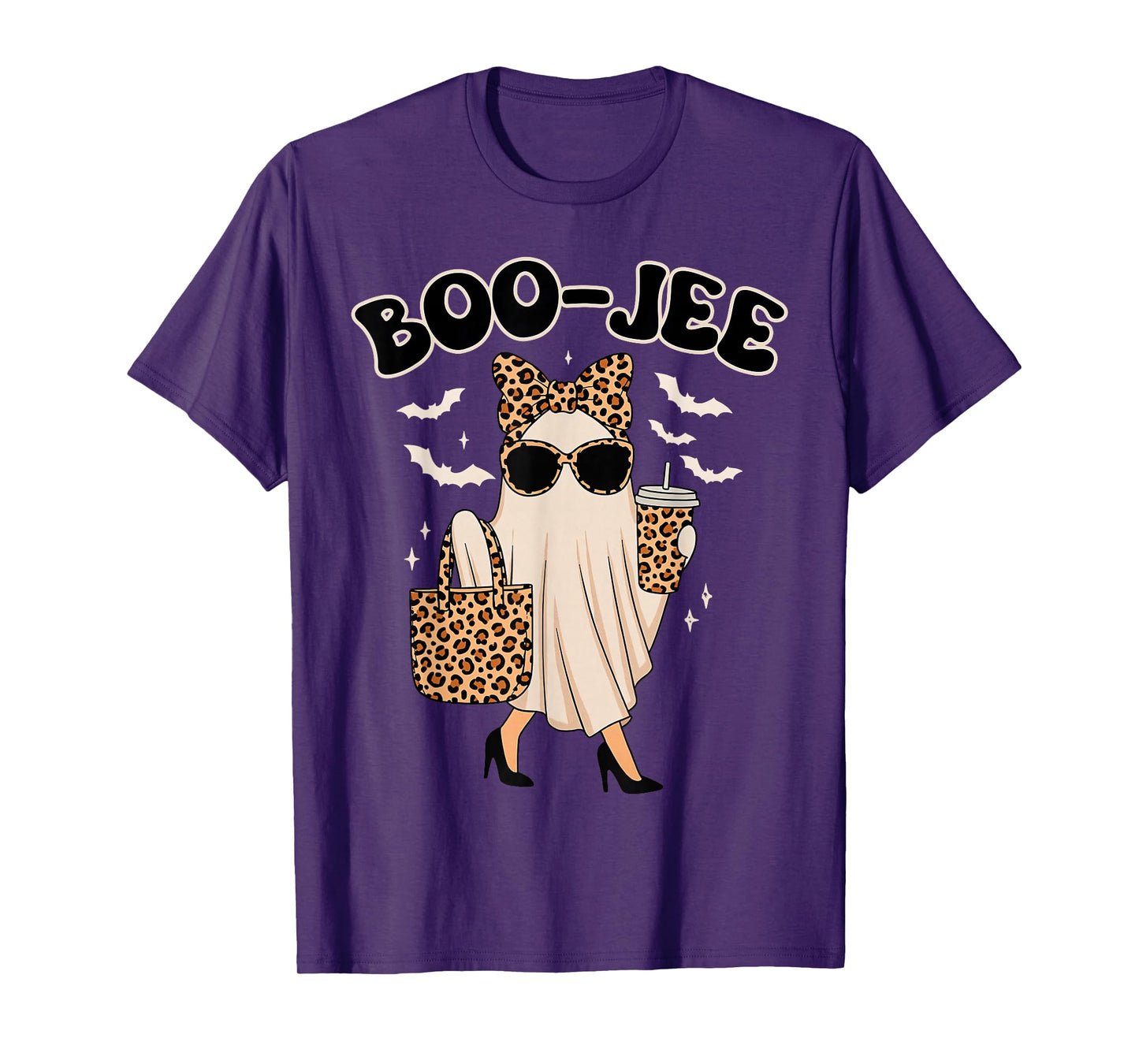 Boo-JEE Ghost, Leopard Ghost Tee, Ghost Coffee, Funny Fall T-Shirt