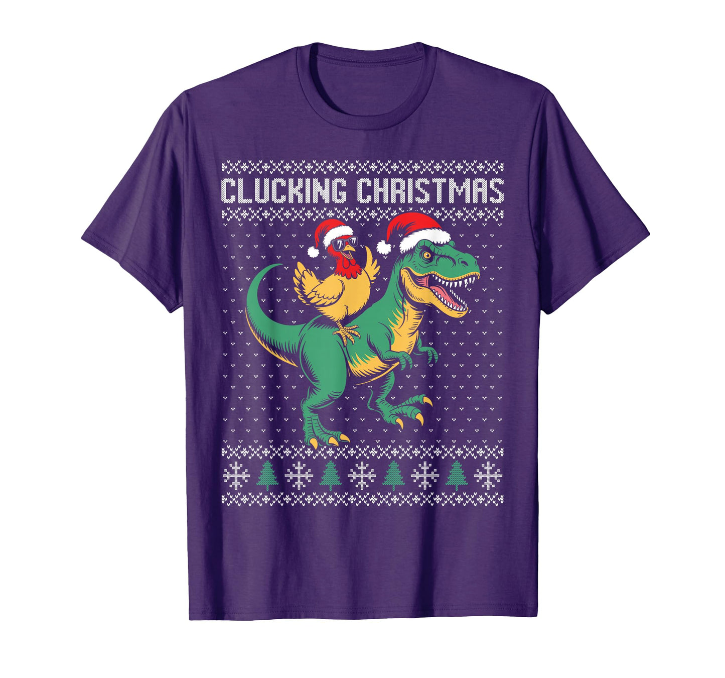 Clucking Christmas Chicken Pun, Chicken Riding Dinosaur T-Shirt