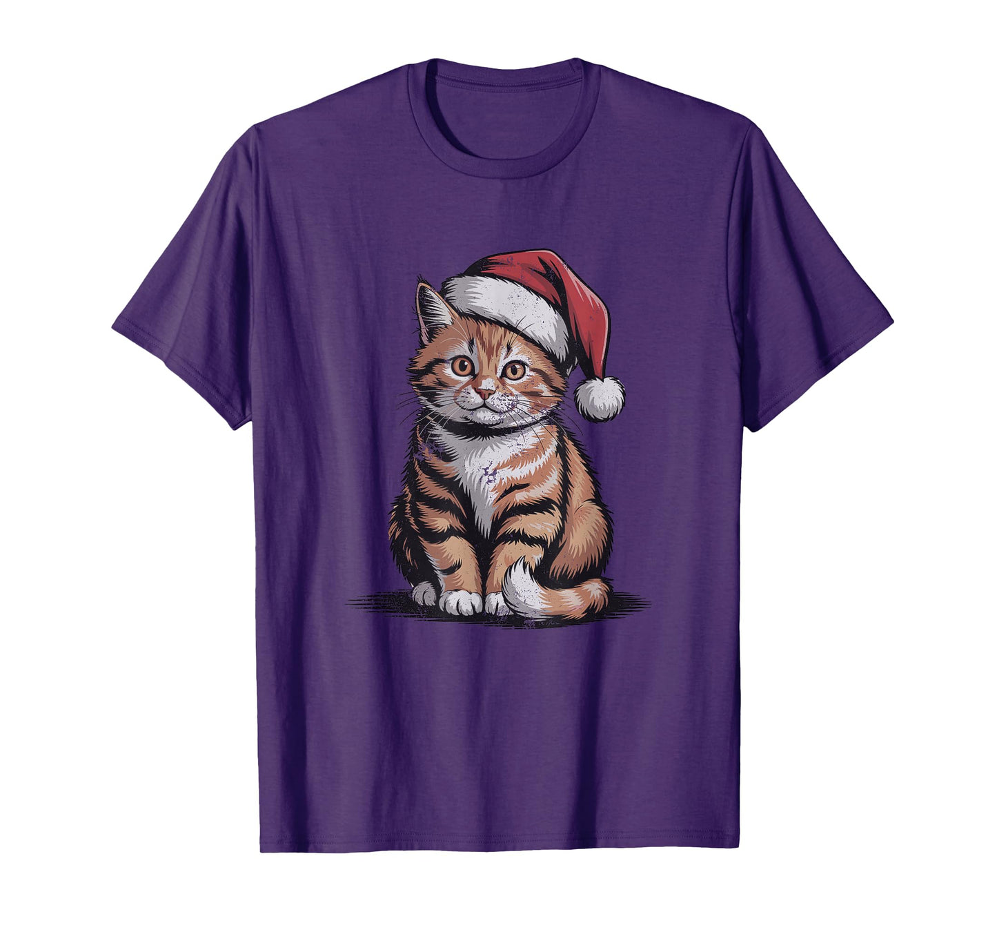 Cat Santa Hat Christmas Animal Pet Lovers Vintage Holiday T-Shirt