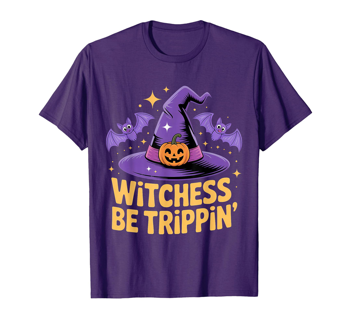 Witchess Be Trippin' Bats Pumpkin Fun T-Shirt