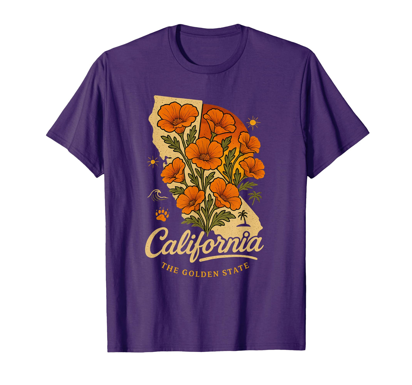 California Poppy Flower Vintage The Golden State Retro T-Shirt