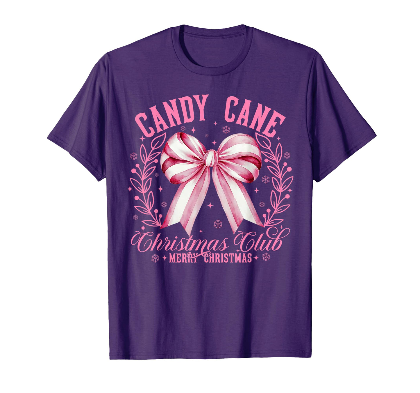 Candy Cane Christmas Club Pink Candy Coquette Xmas Pajamas T-Shirt