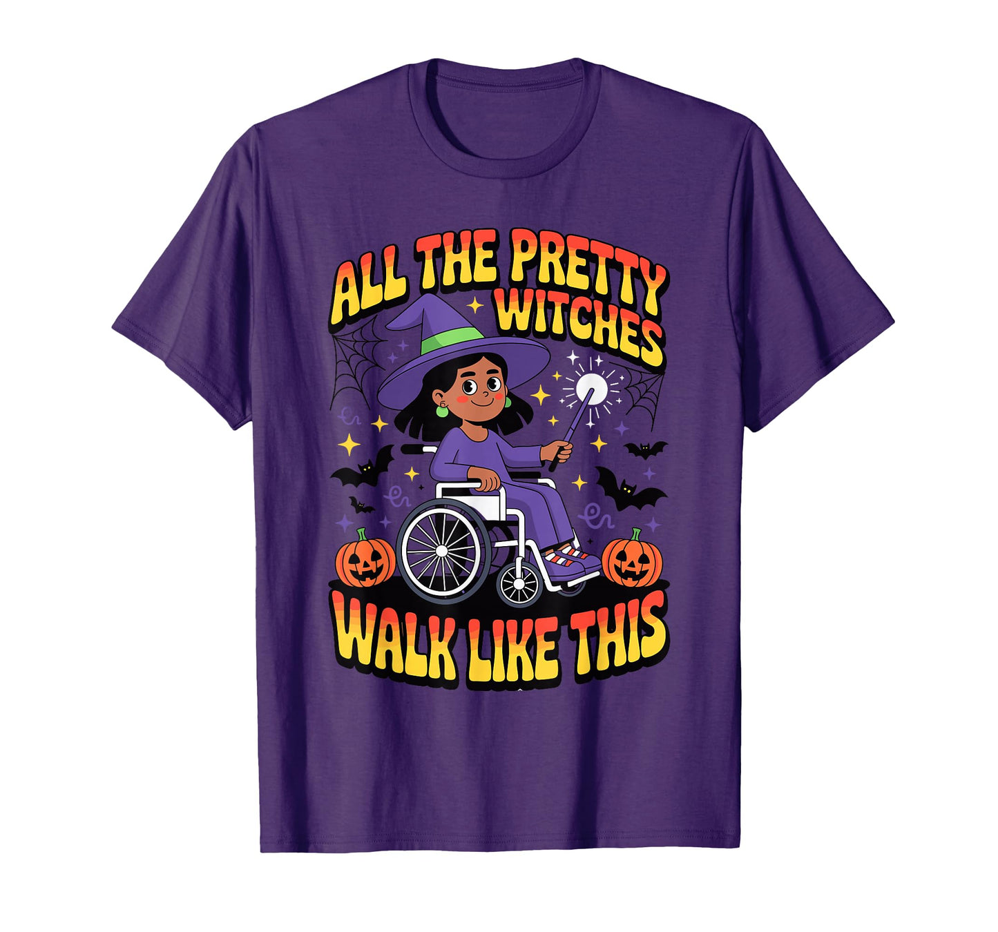 Wheelchair Costume Girl Halloween Handicap Joke Witch Hat Pr T-Shirt