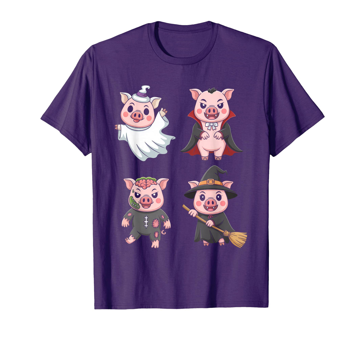 Pig Spooky Witch Boo Zombie Cute Pig Halloween Boys & Girls T-Shirt