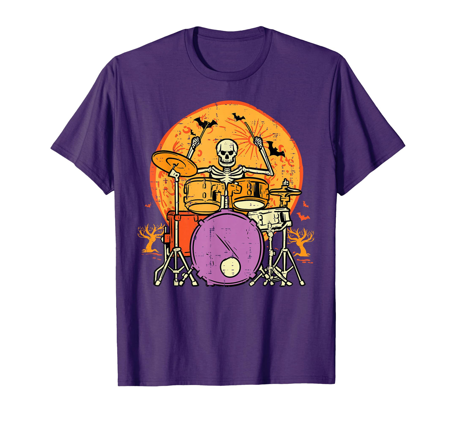 Halloween Skeleton Drummer Costume Rock Rocker Men Boys Kids T-Shirt