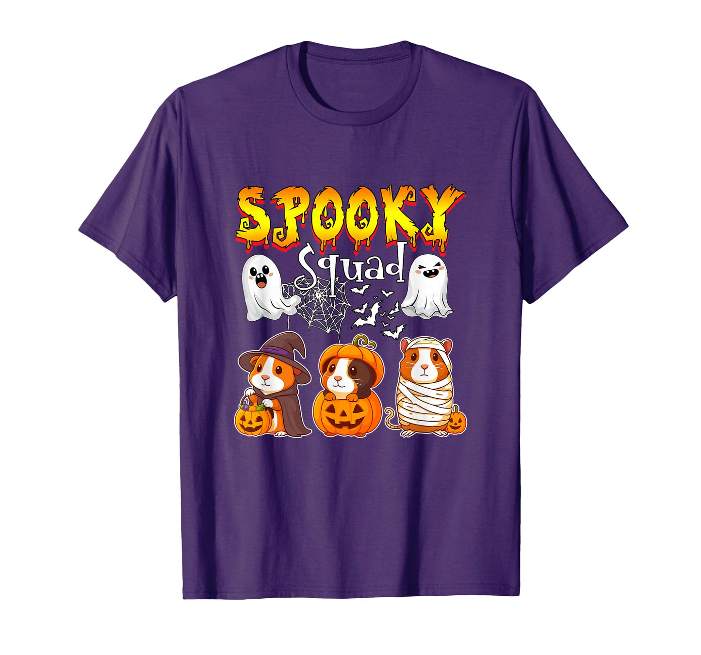 Spooky Halloween Squad Three Cute Guinea Pigs Cosplay Witch T-Shirt