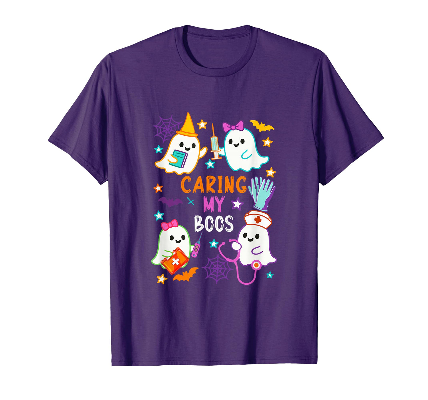 Caring My Boos Group Boo Ghost As Nurse Doctor Halloween T-Shirt