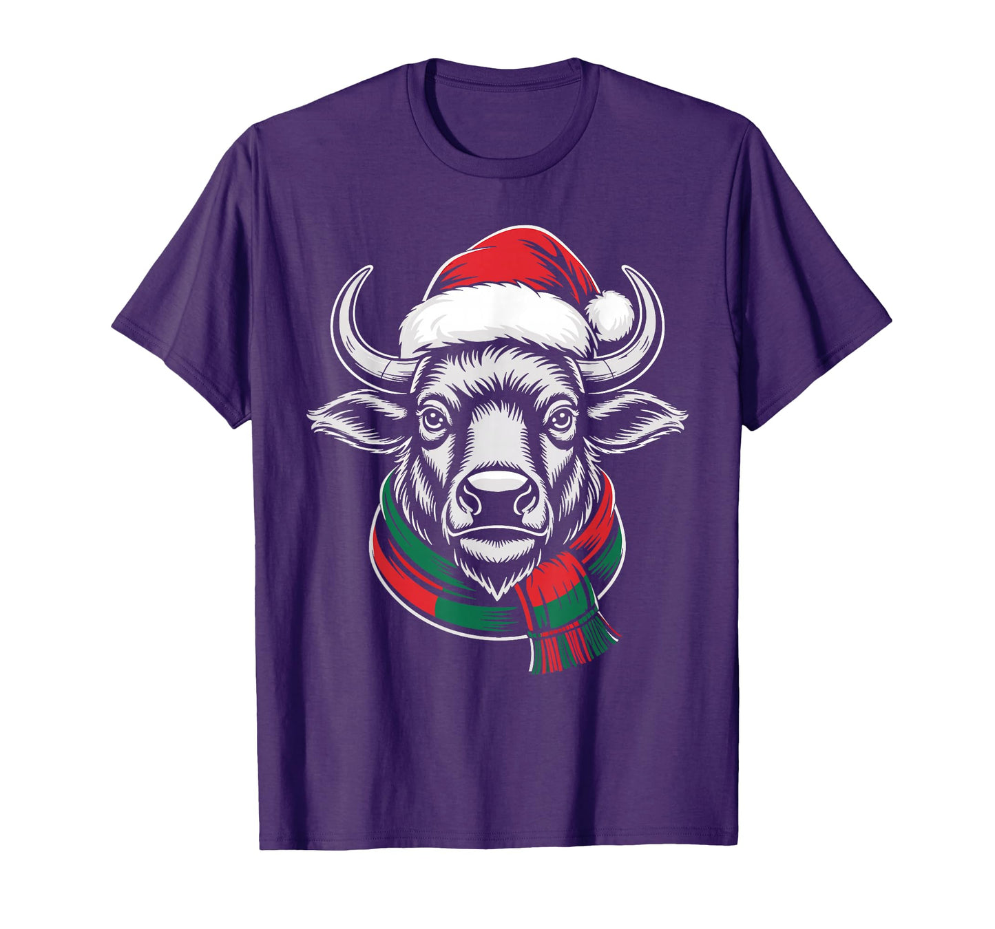 Buffalo Xmas Santa Hat Scarf Christmas Costume T-Shirt