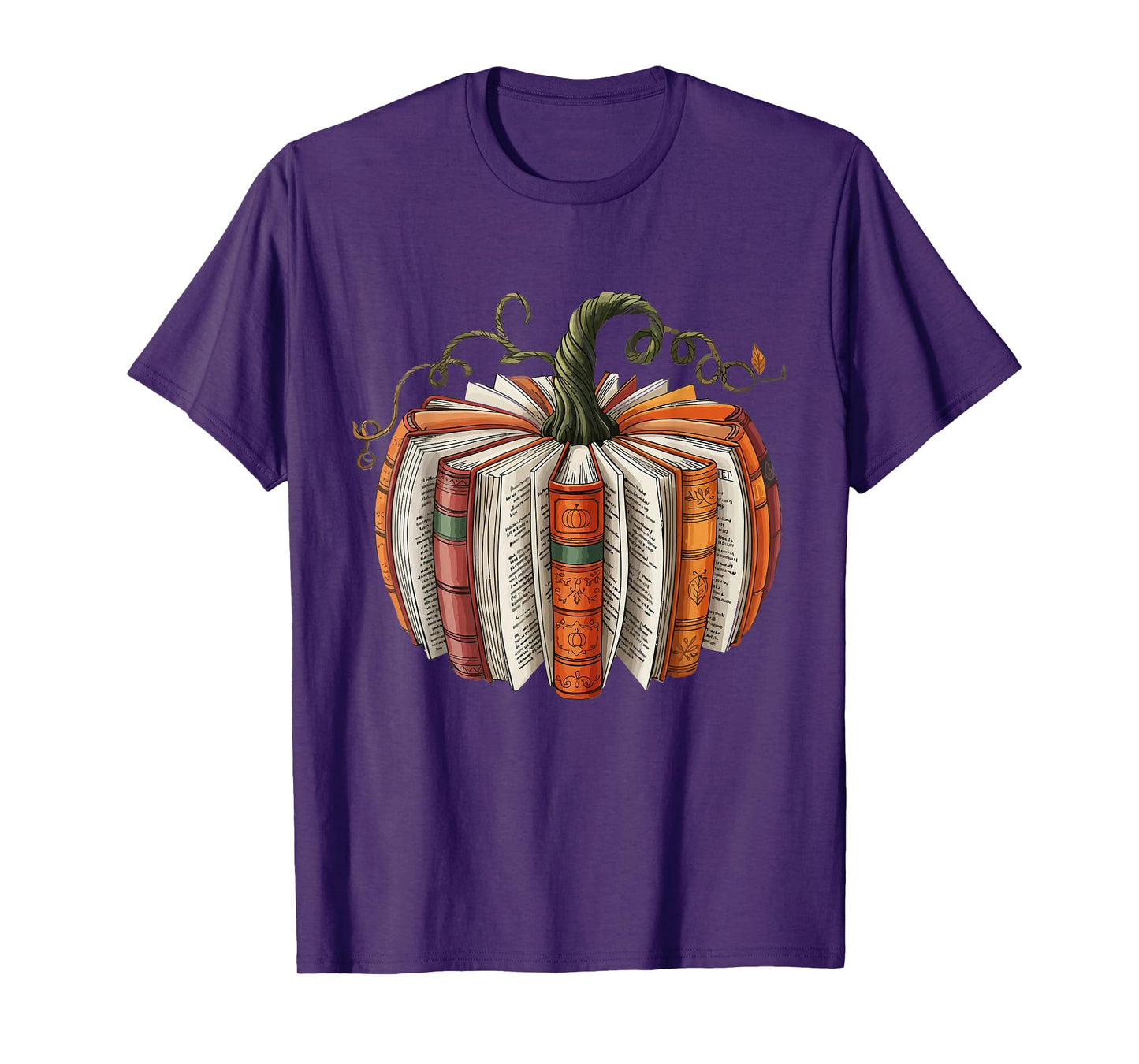 Vintage Book Pumpkin Autumn Fall Librarians Bookworm Teacher T-Shirt
