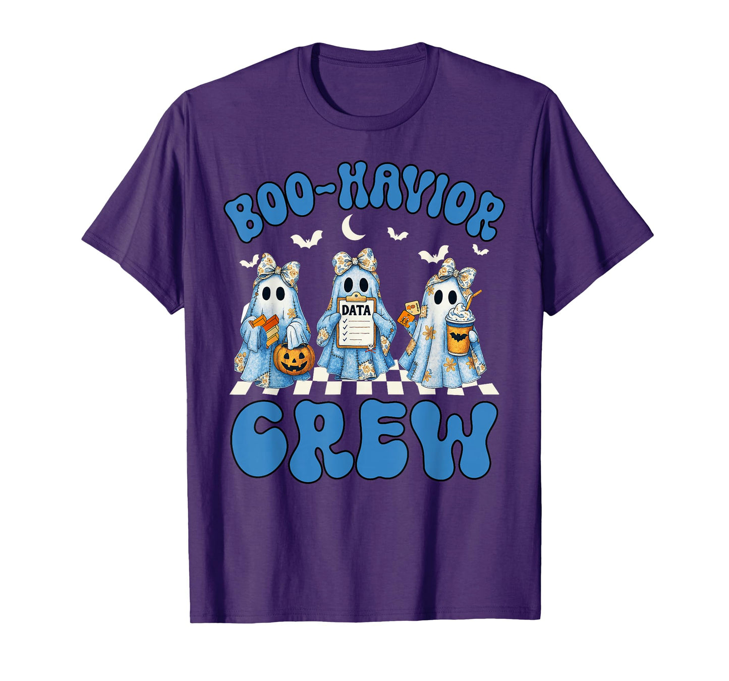 Groovy Boo Havior Crew Behavior Analyst Halloween Blue Denim T-Shirt