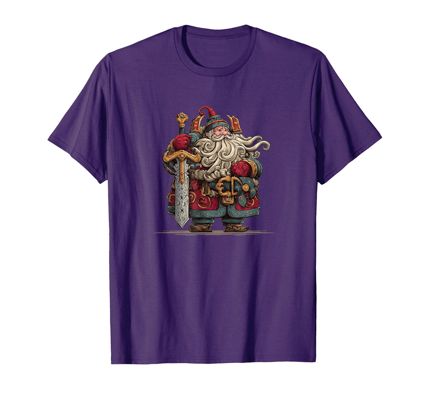 Amazing Medieval Sword with Xmas Santa Costume T-Shirt