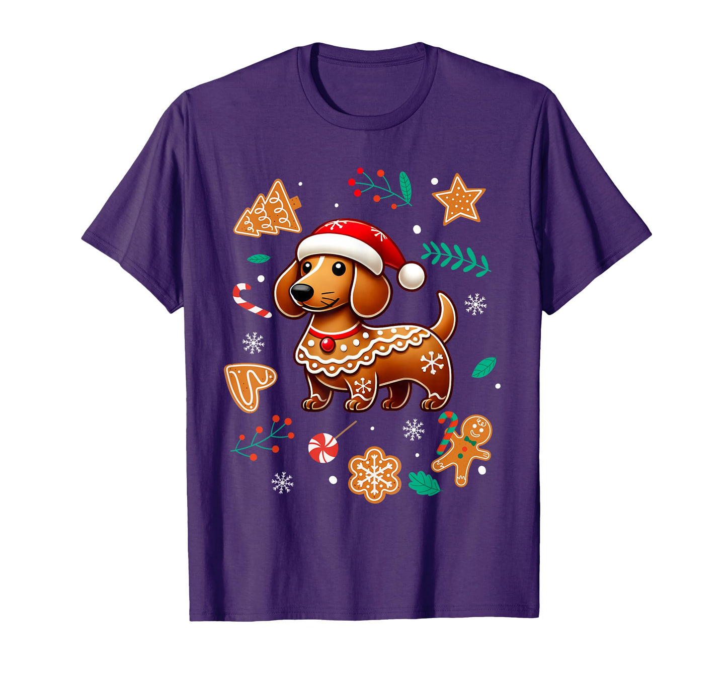 Gingerbread Weiner Dog Lover Dachshund Christmas Cookie T-Shirt