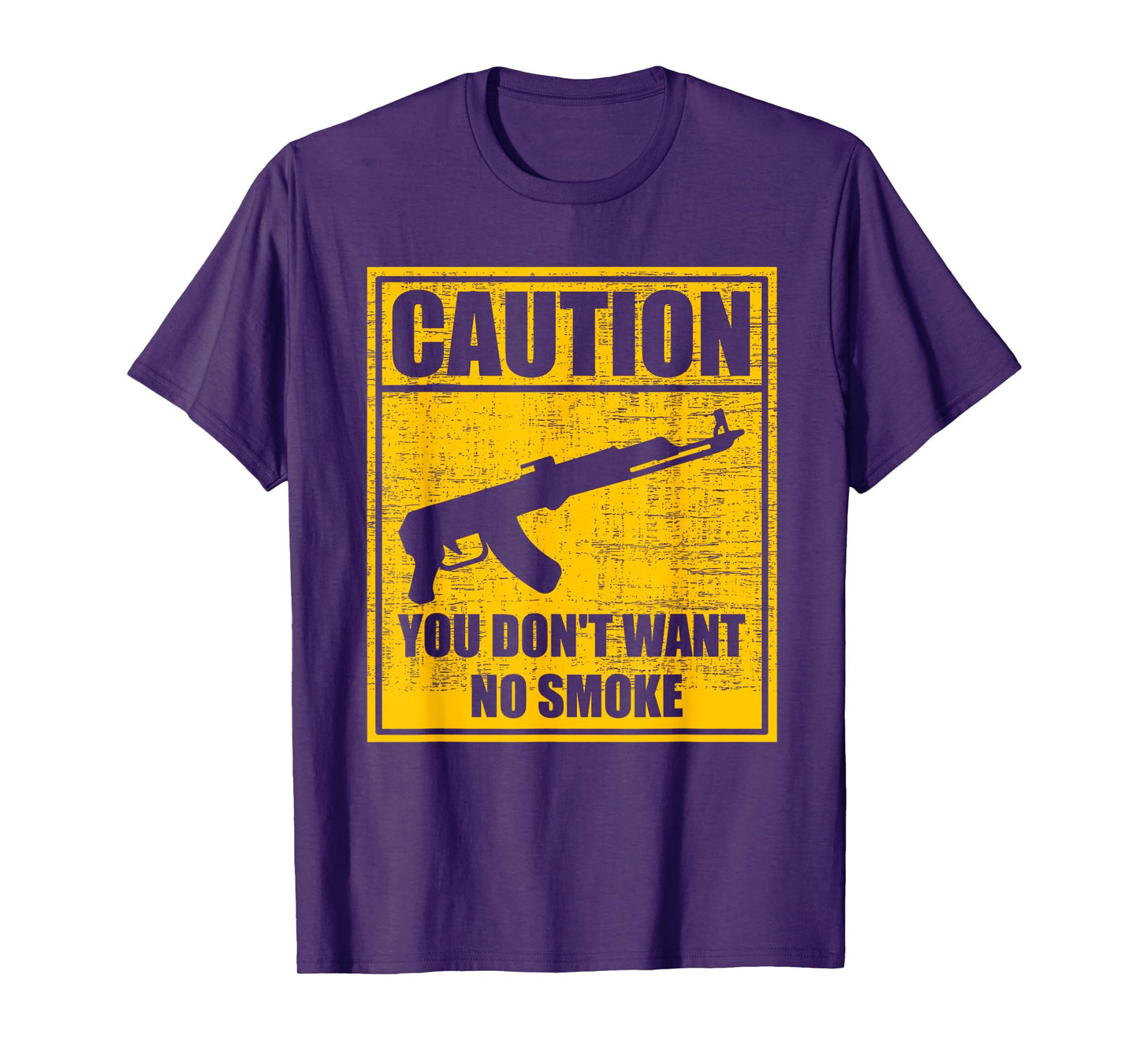 Caution You Don't Want No Smoke Mini Draco AK-47 Rifle Gun T-Shirt