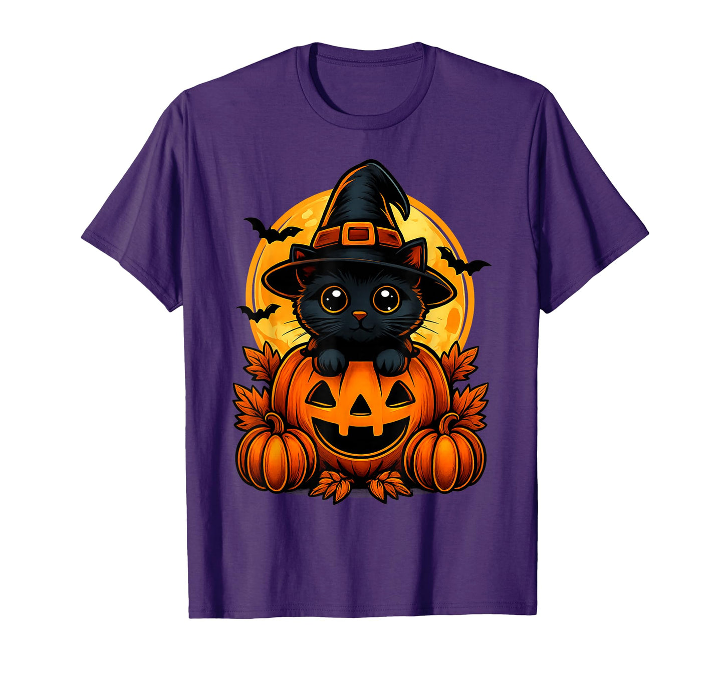 Cute Black Witch cat Pumpkin Halloween tee for pet Lovers T-Shirt