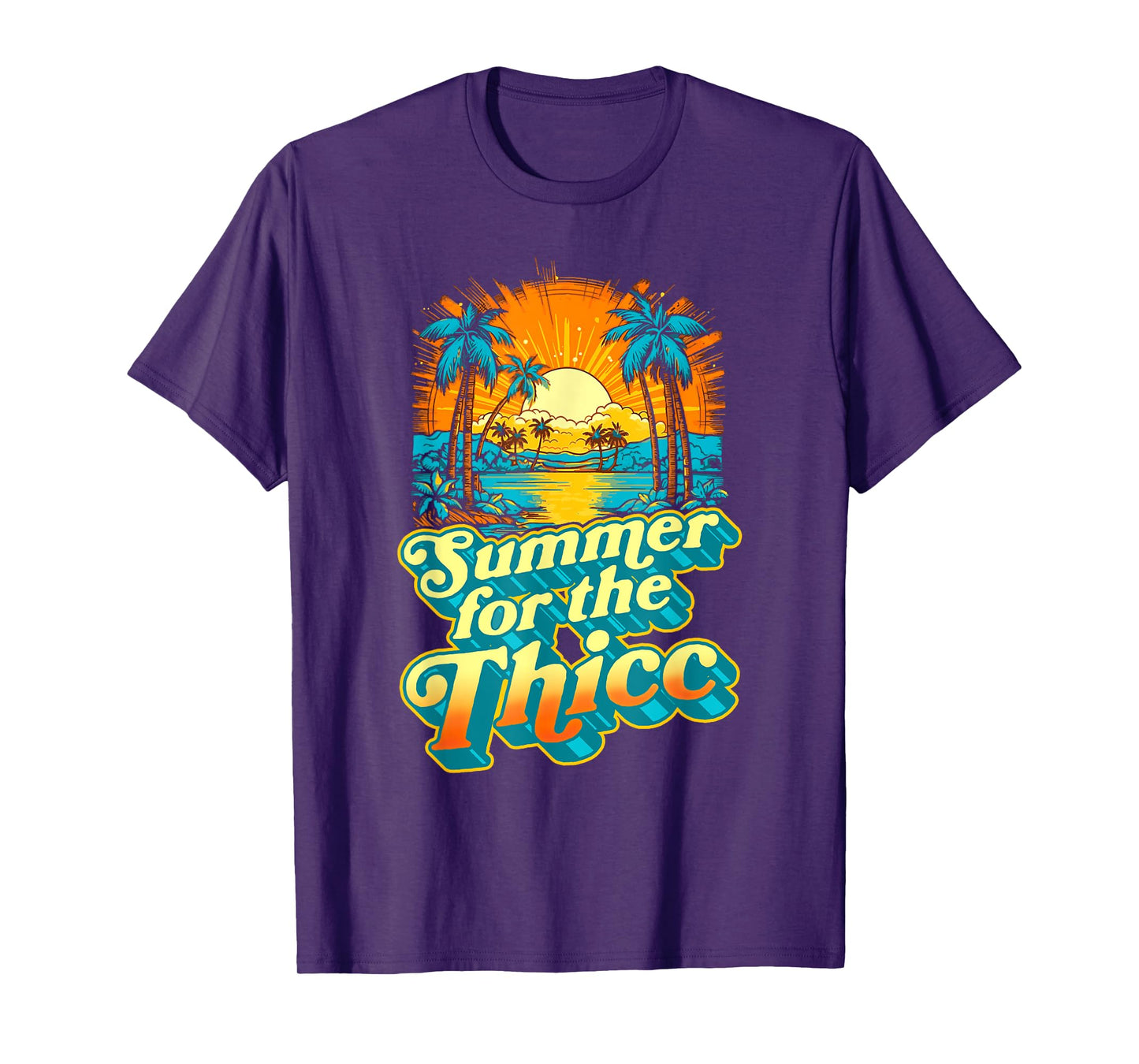 Summer For The Thicc Funny Fit2Serve 80's Beach Surf Graphic T-Shirt for Men Women Kids