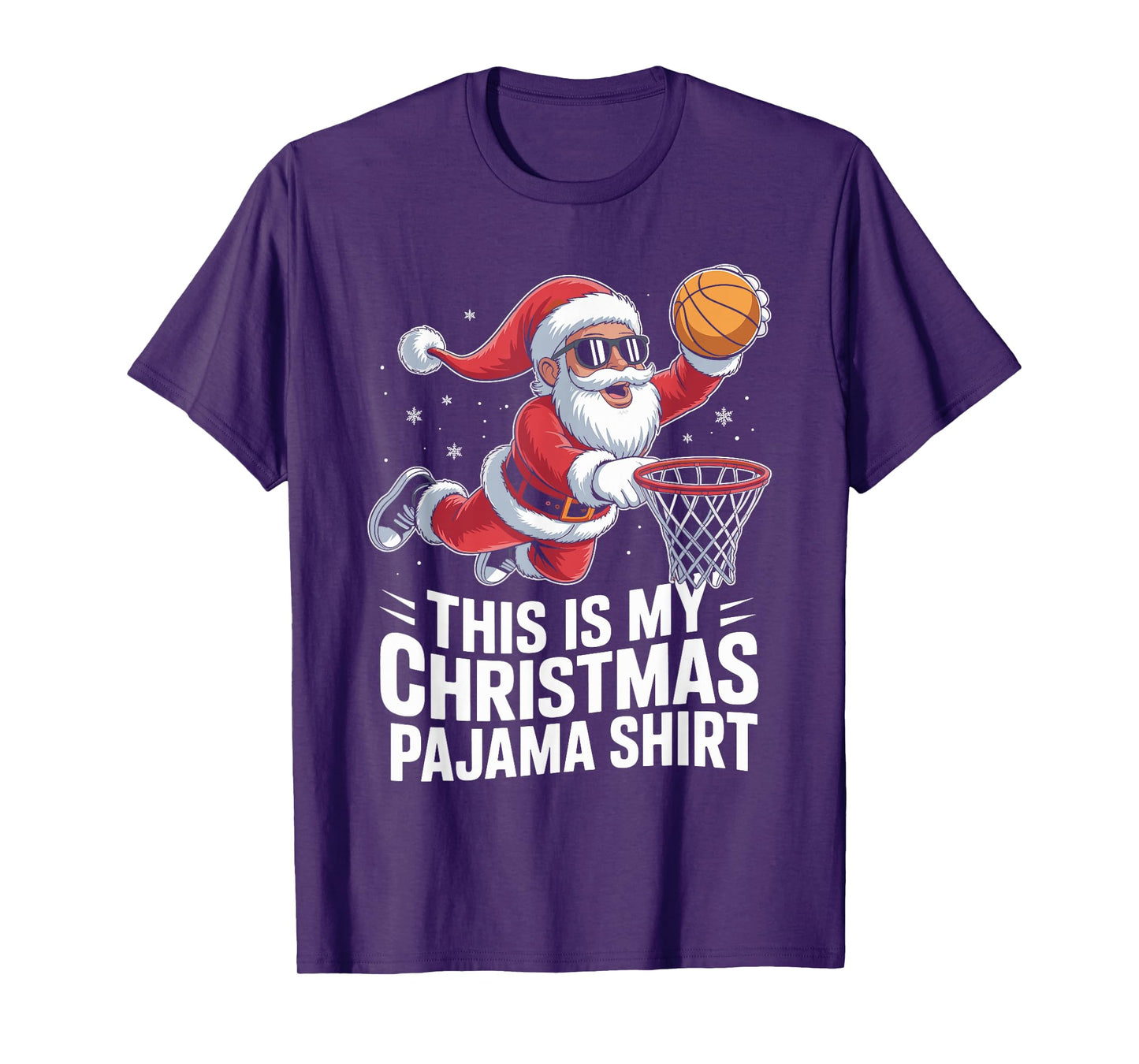 Funny Santa Claus Basketball Player Christmas for Kids Men T-Shirt