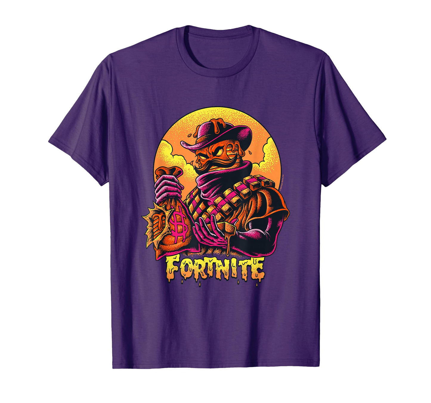 Fortnite Iconic Mancake Cowboy Distressed Big Chest Portrait T-Shirt