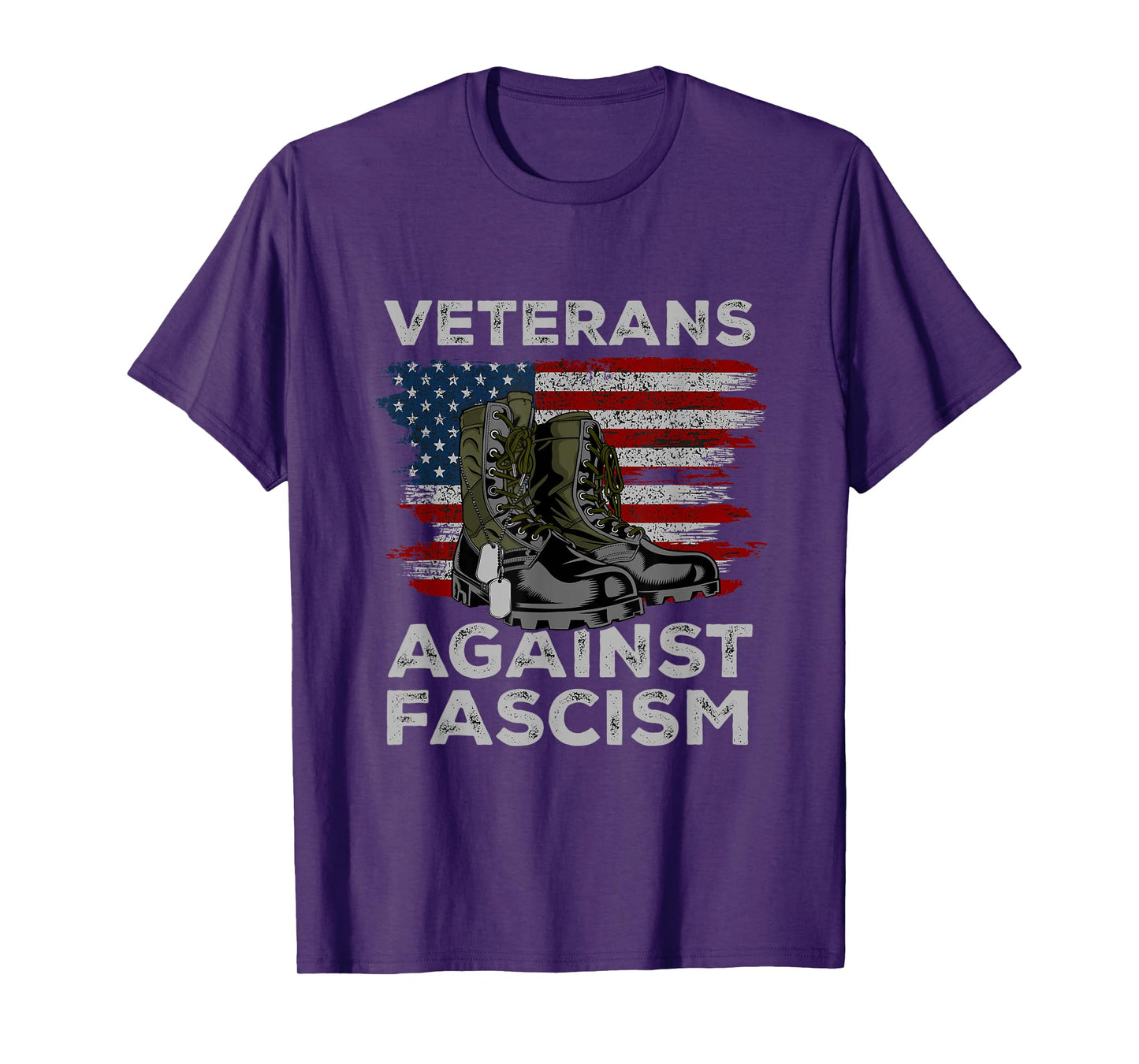 Veterans Against Fascism Vintage US Flag Combat Boots Army T-Shirt