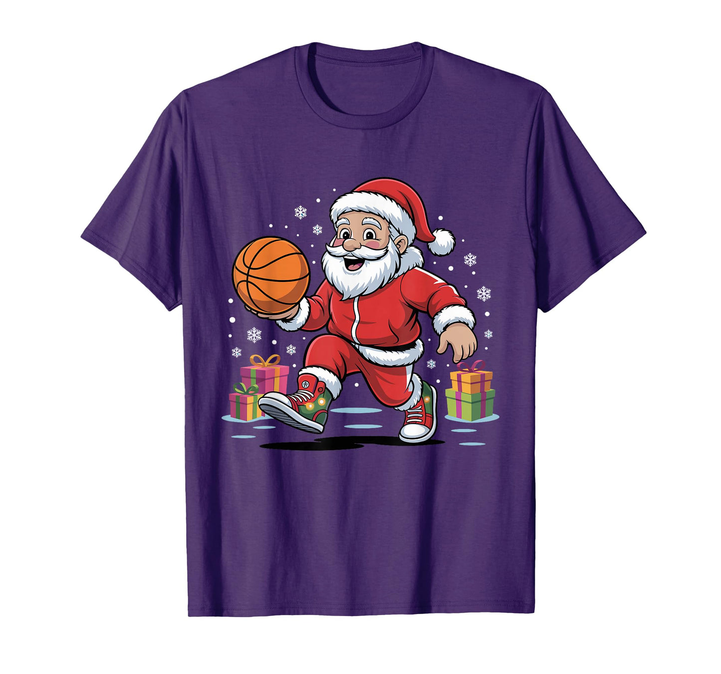 Santa Playing Basketball Funny Holiday Christmas Xmas Pajama T-Shirt