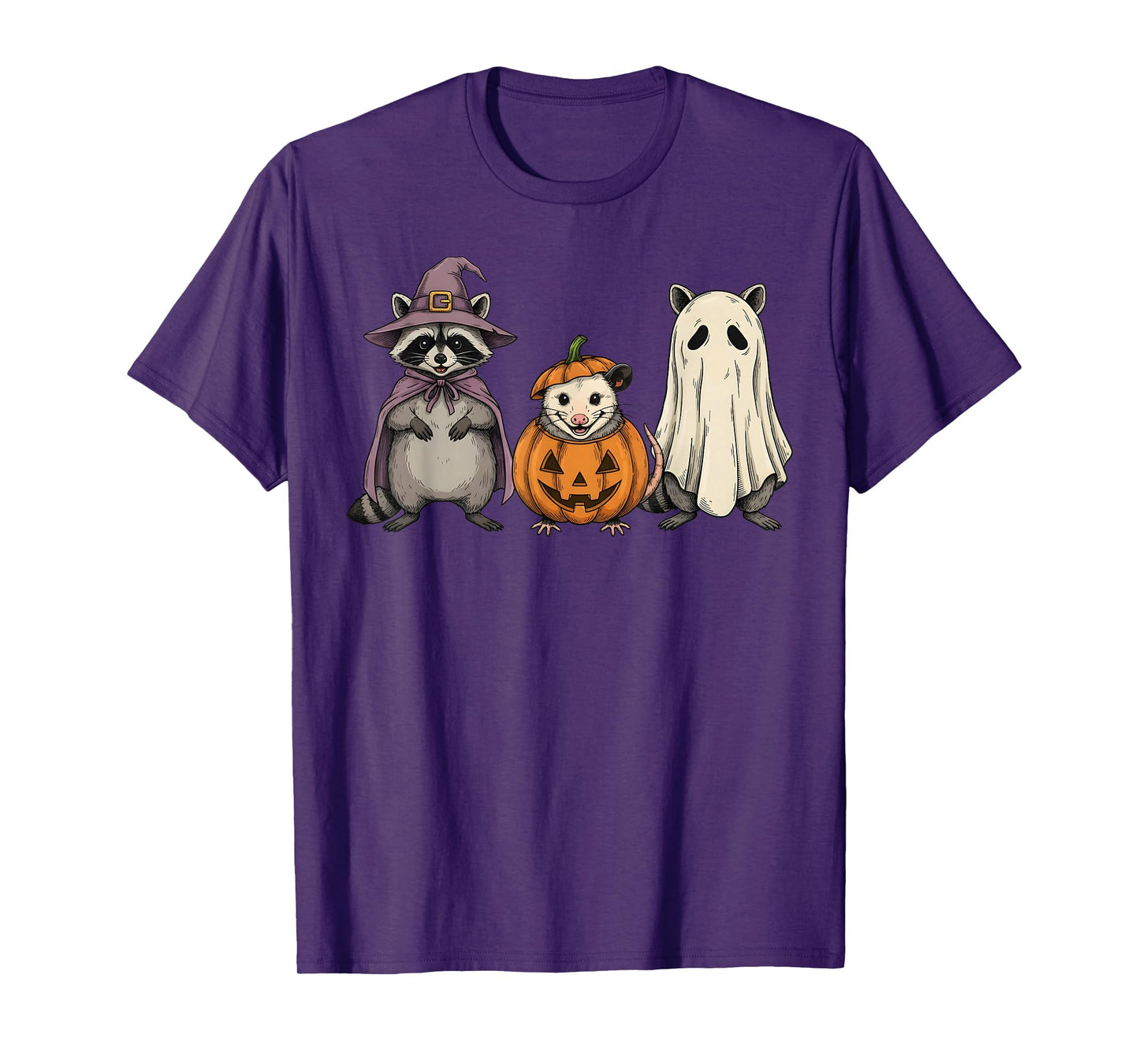Spooky Ghost Opossum Raccoon Rat Pumpkin Halloween T-Shirt