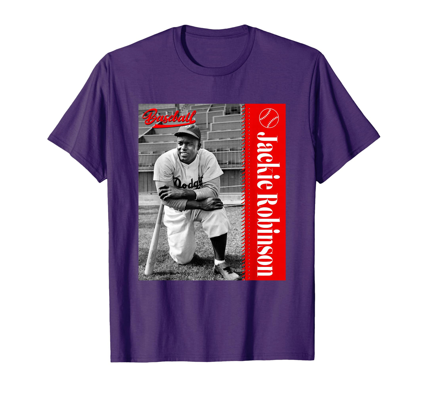 Baseball Freaks Jackie Robinson Baseball Theme T-Shirt - Black, Small, Unisex-Adults, Short Sleeve, T-Shirt
