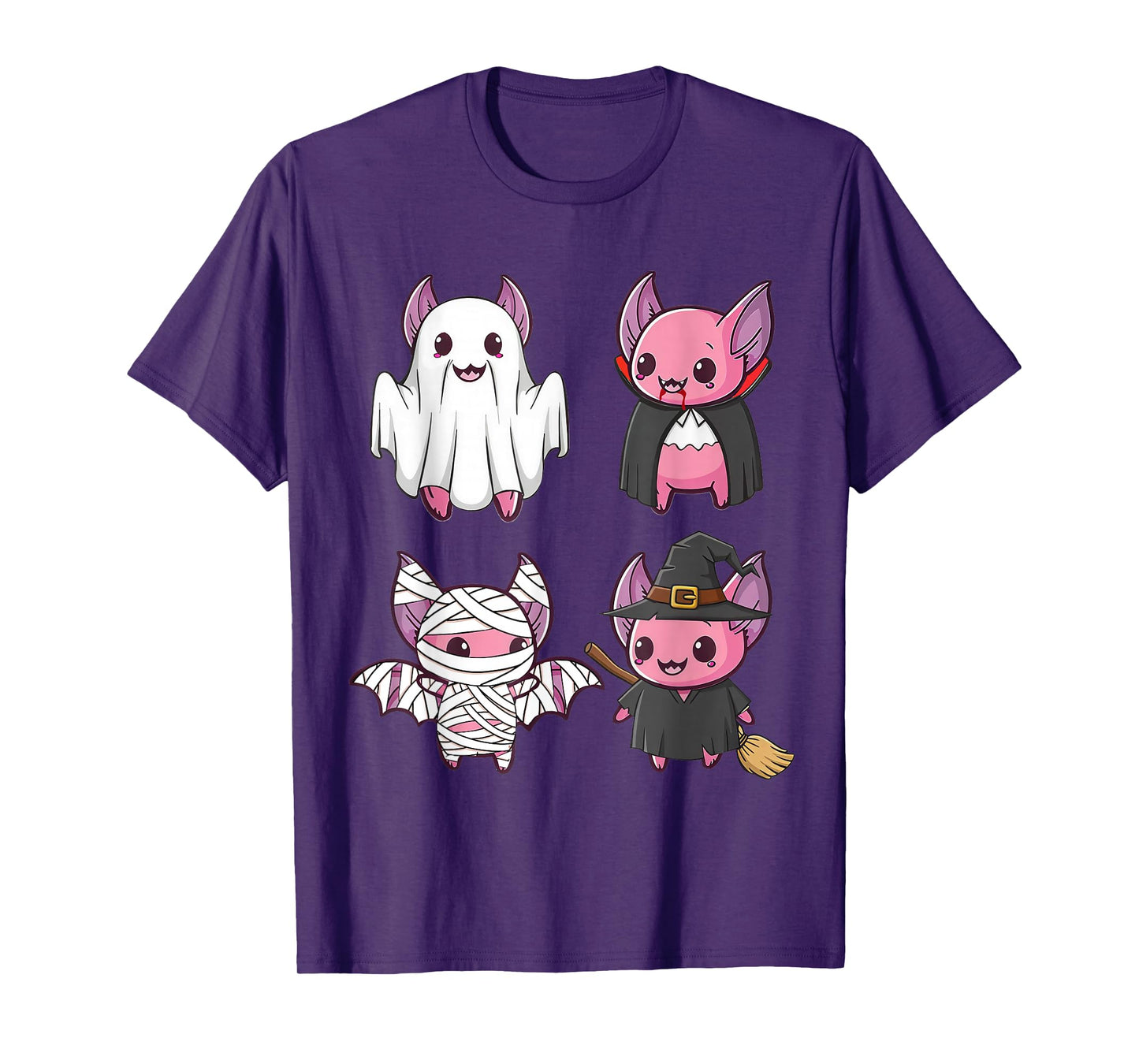 Funny Kawaii Pink Bats Halloween Costume Ghost Witch Mummy T-Shirt