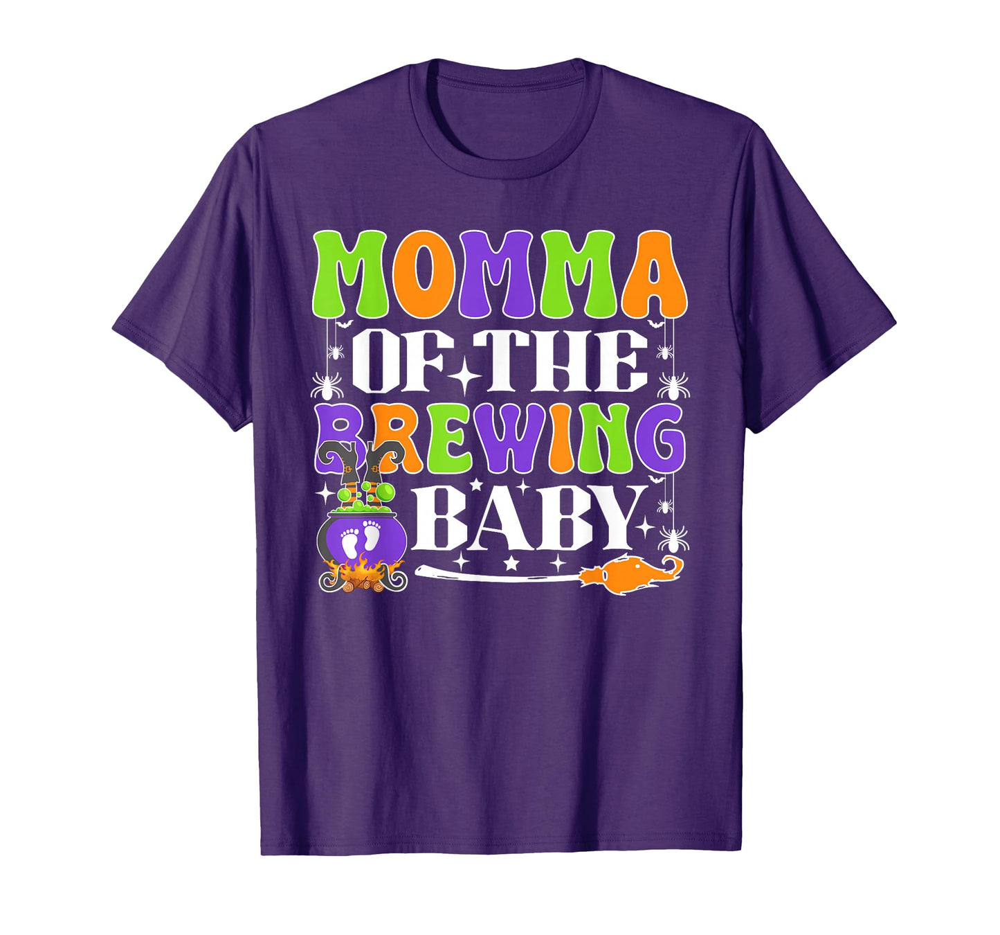 Momma of The Brewing Baby Halloween Witch Baby Shower T-Shirt