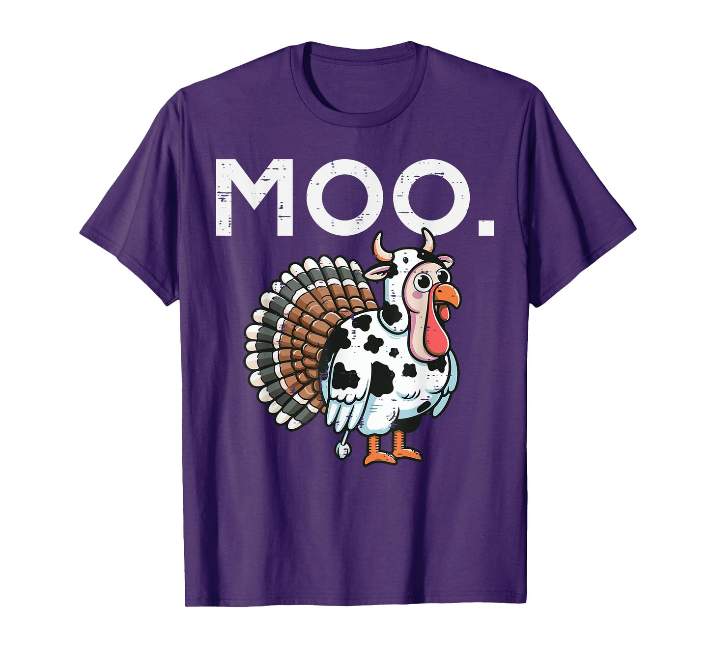 Thanksgiving Moo Turkey Cow Funny Fall Farm Men Women Kids T-Shirt