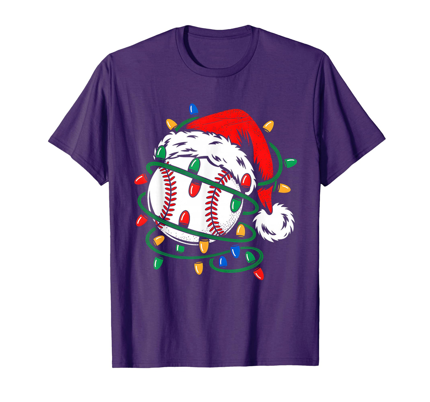 Baseball Ball Santa Hat Xmas Funny Christmas Baseball Lover T-Shirt