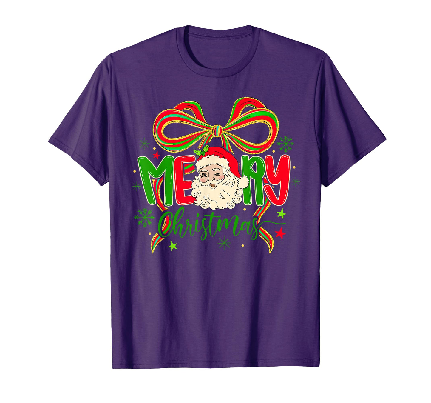 Merry Christmas Santa Coquette Bow Women Xmas Pajamas T-Shirt