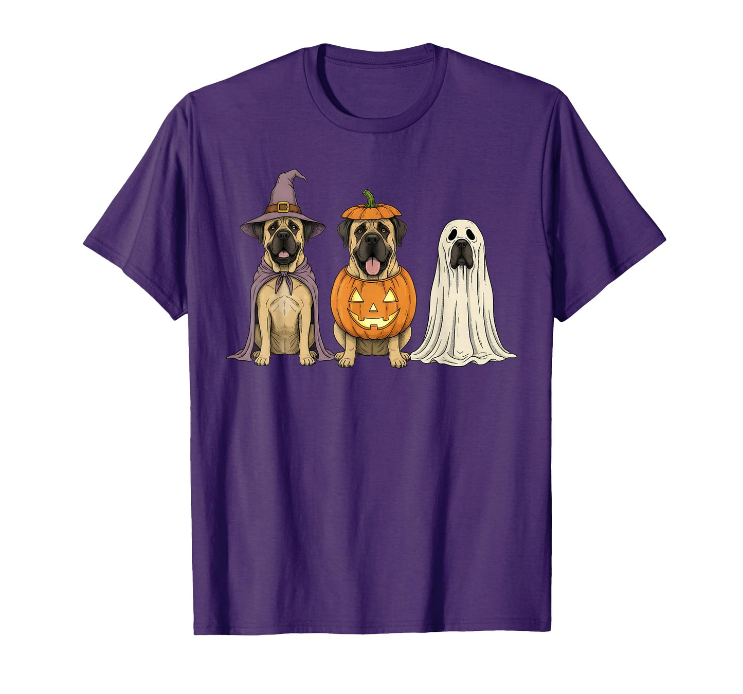 Spooky Ghost English Mastiff Pumpkin Halloween Dog Lover T-Shirt