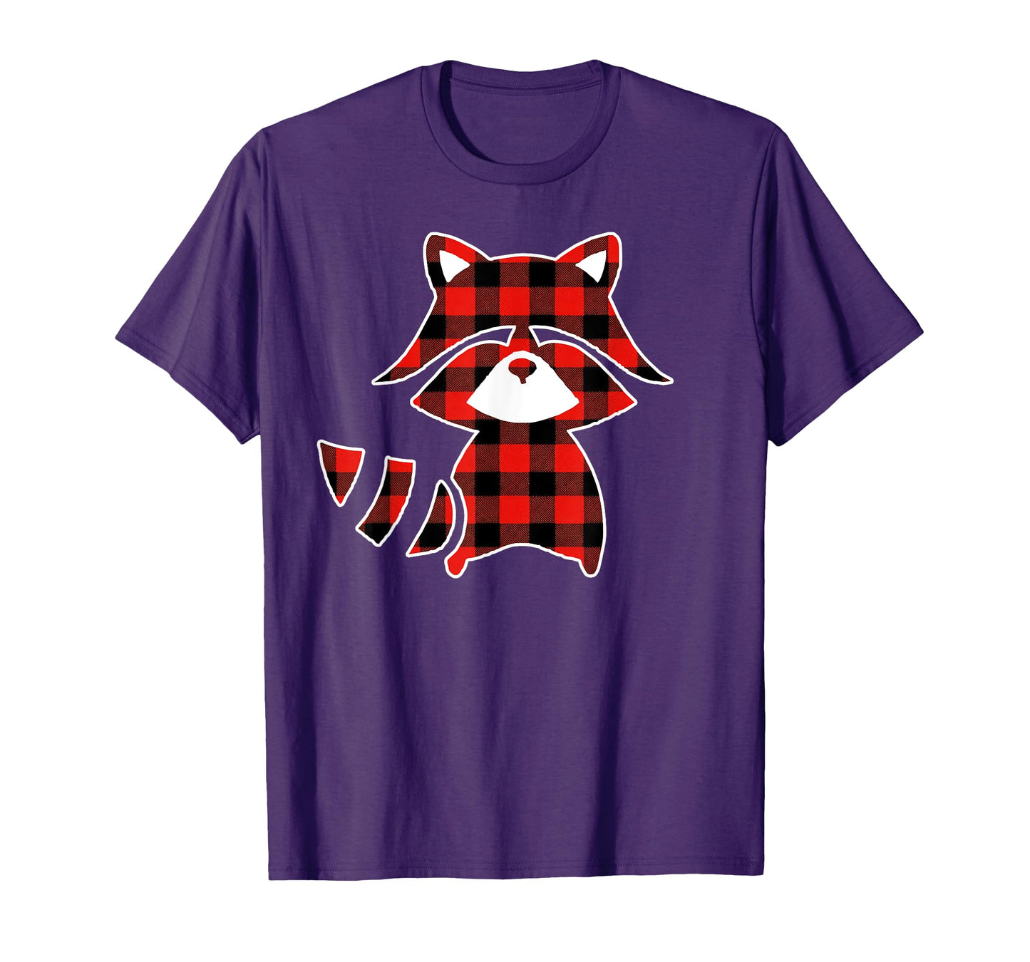 Red Buffalo Plaid Pajama Raccoon Christmas T-Shirt