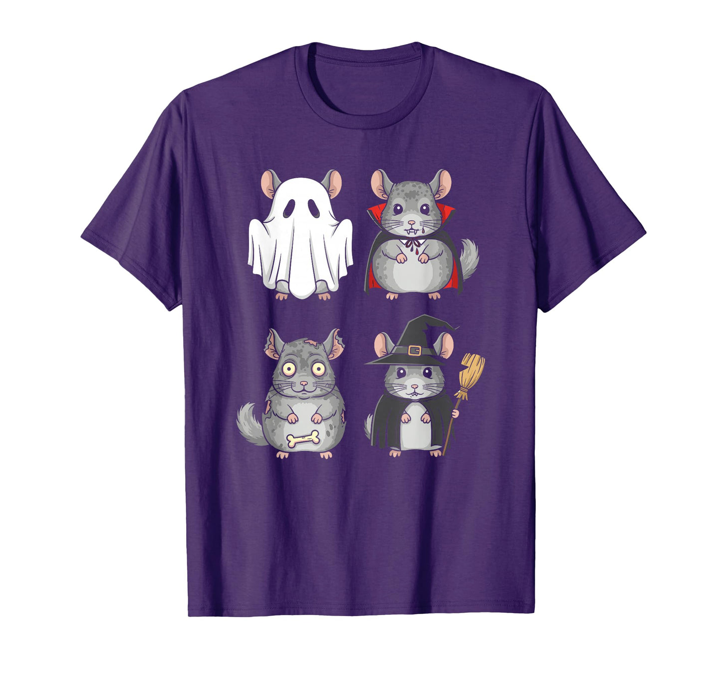 Halloween Cute Chinchilla Ghost Witch Costume Boys Girls T-Shirt