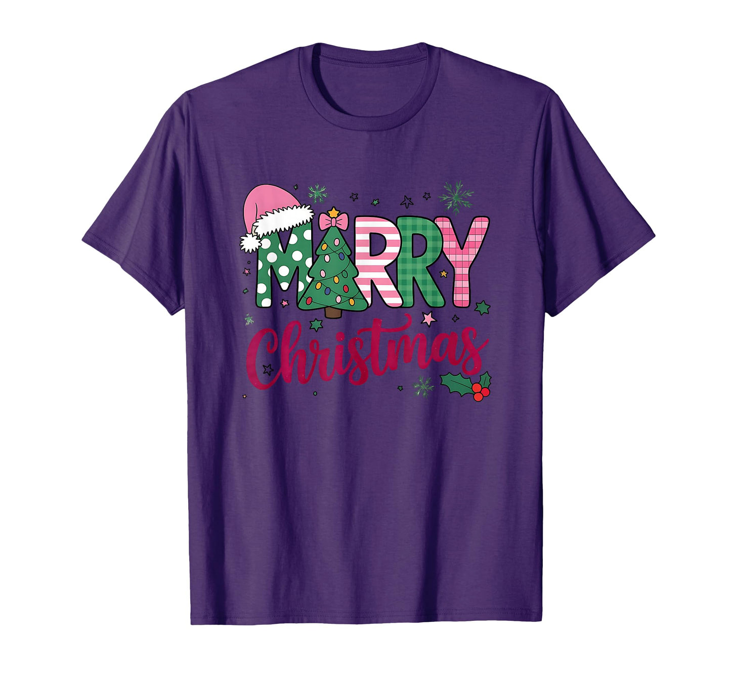 Marry Christmas Festive Tree Hat Design T-Shirt
