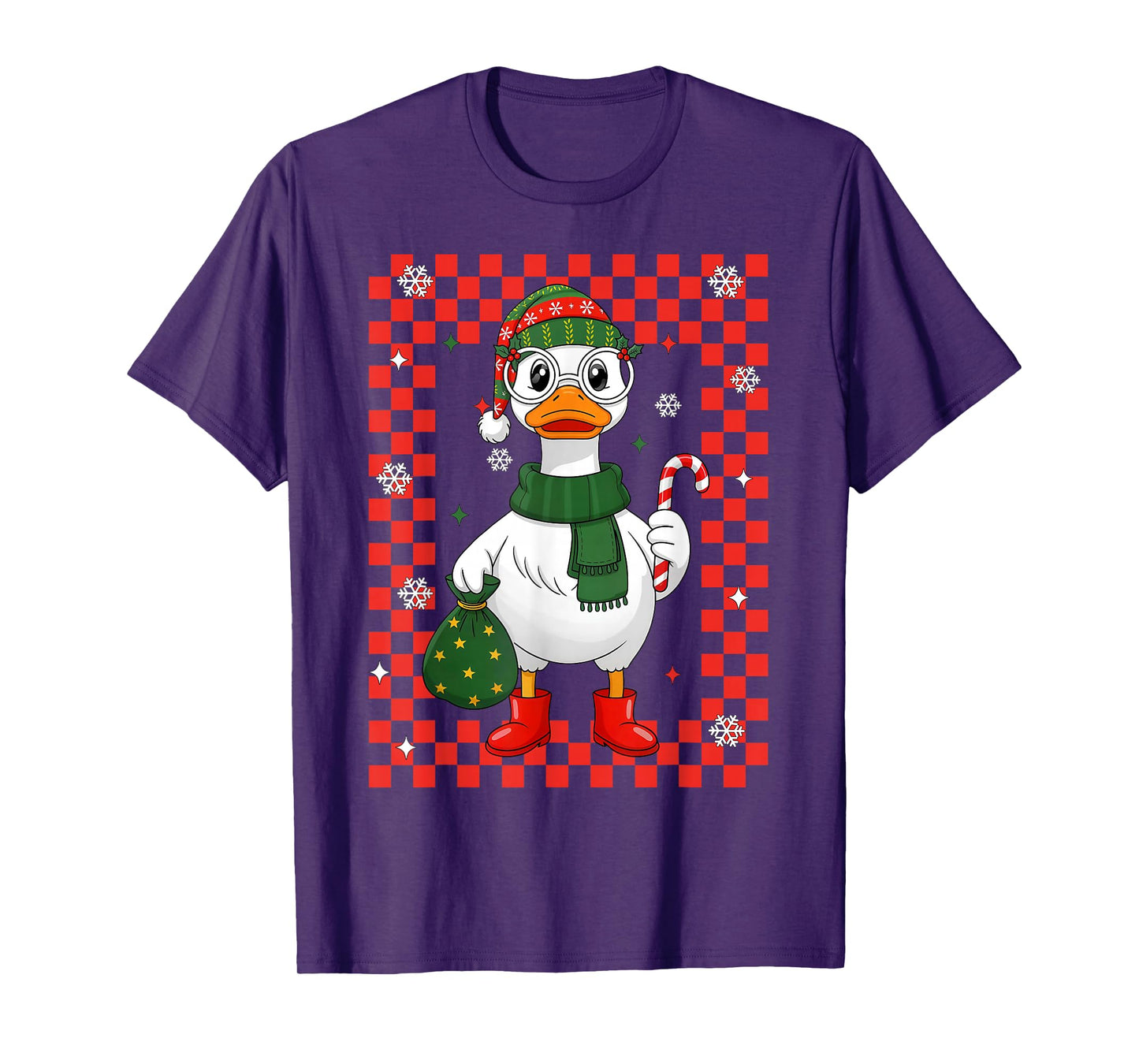 Christmas Goose Candy Cane Snowflake Xmas Pajamas Holiday T-Shirt