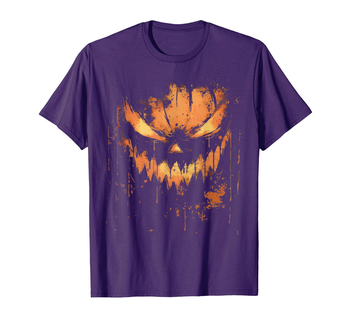 Scary Carved Jack O Lantern Face Pumpkin Halloween Men Boys T-Shirt