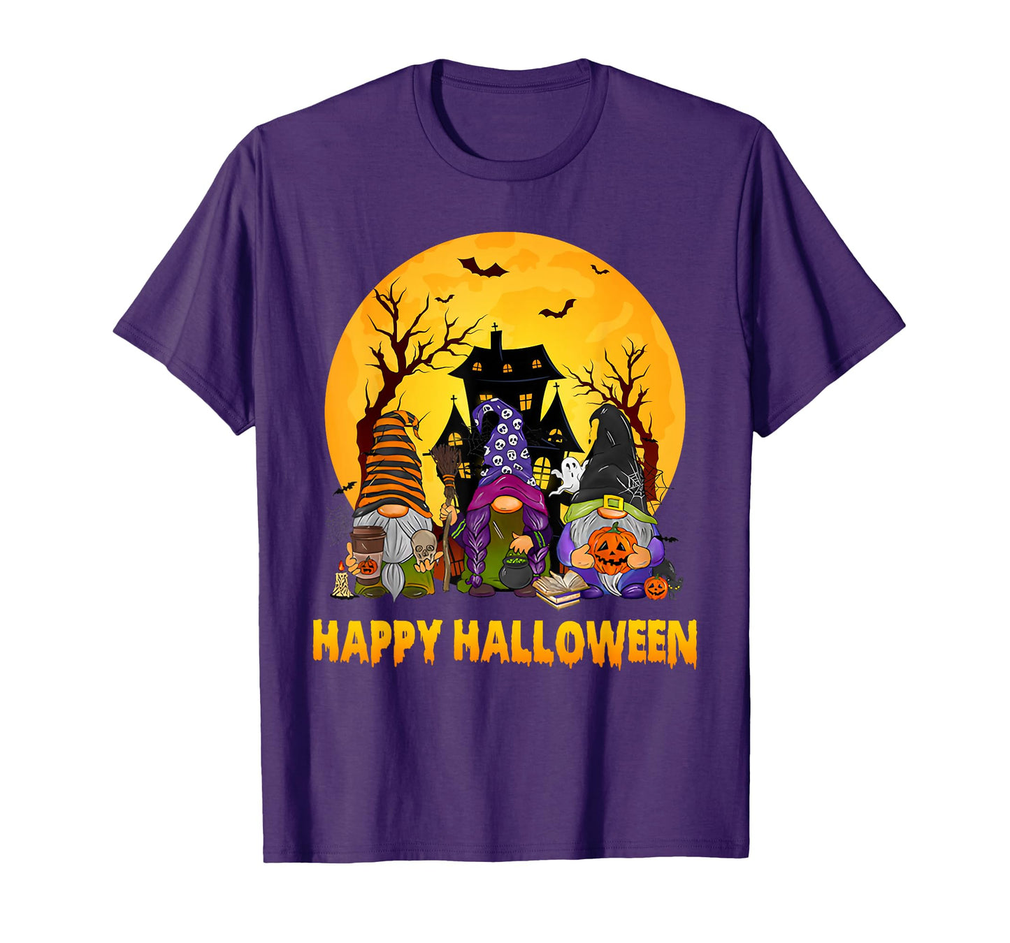 Vintage Retro Happy Halloween Witchy Gnomes Spooky Season T-Shirt