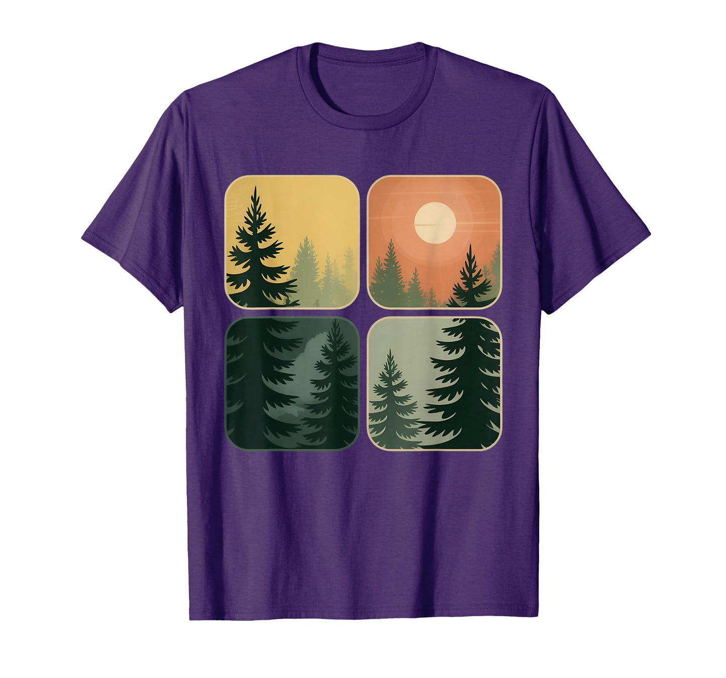 Retro Forest Trees Wildlife Nature Vintage Forest T-Shirt