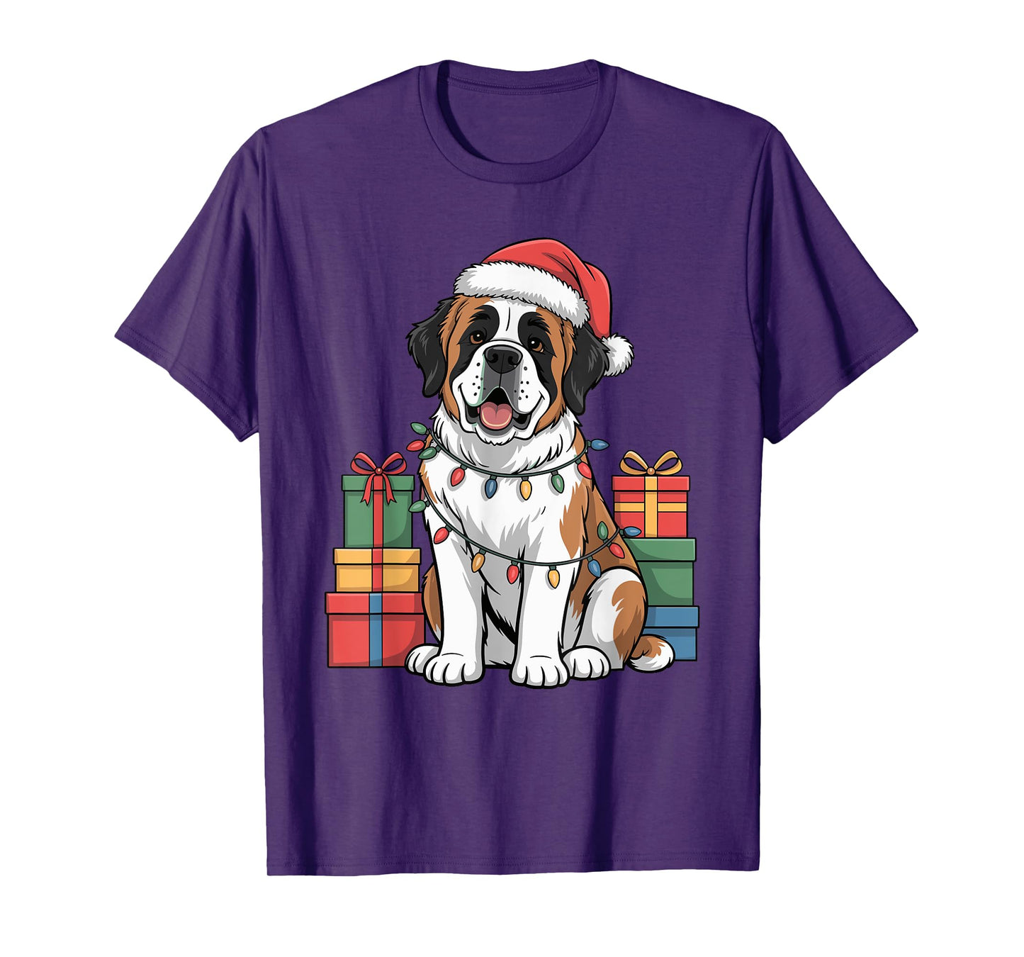 Cute Saint Bernard Christmas Design Funny Dog Lover Holiday T-Shirt